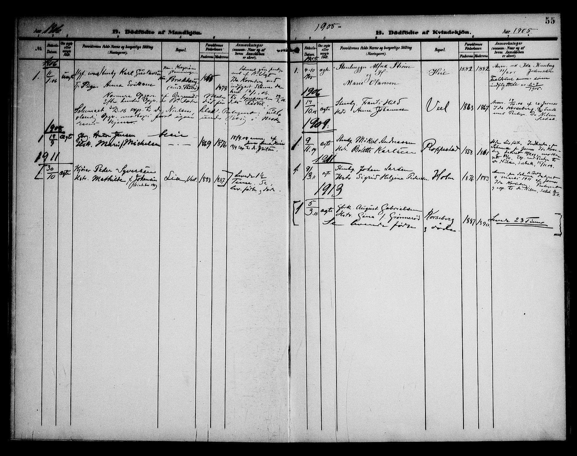 Borge prestekontor Kirkebøker, AV/SAO-A-10903/F/Fb/L0004: Ministerialbok nr. II 4, 1902-1914, s. 55