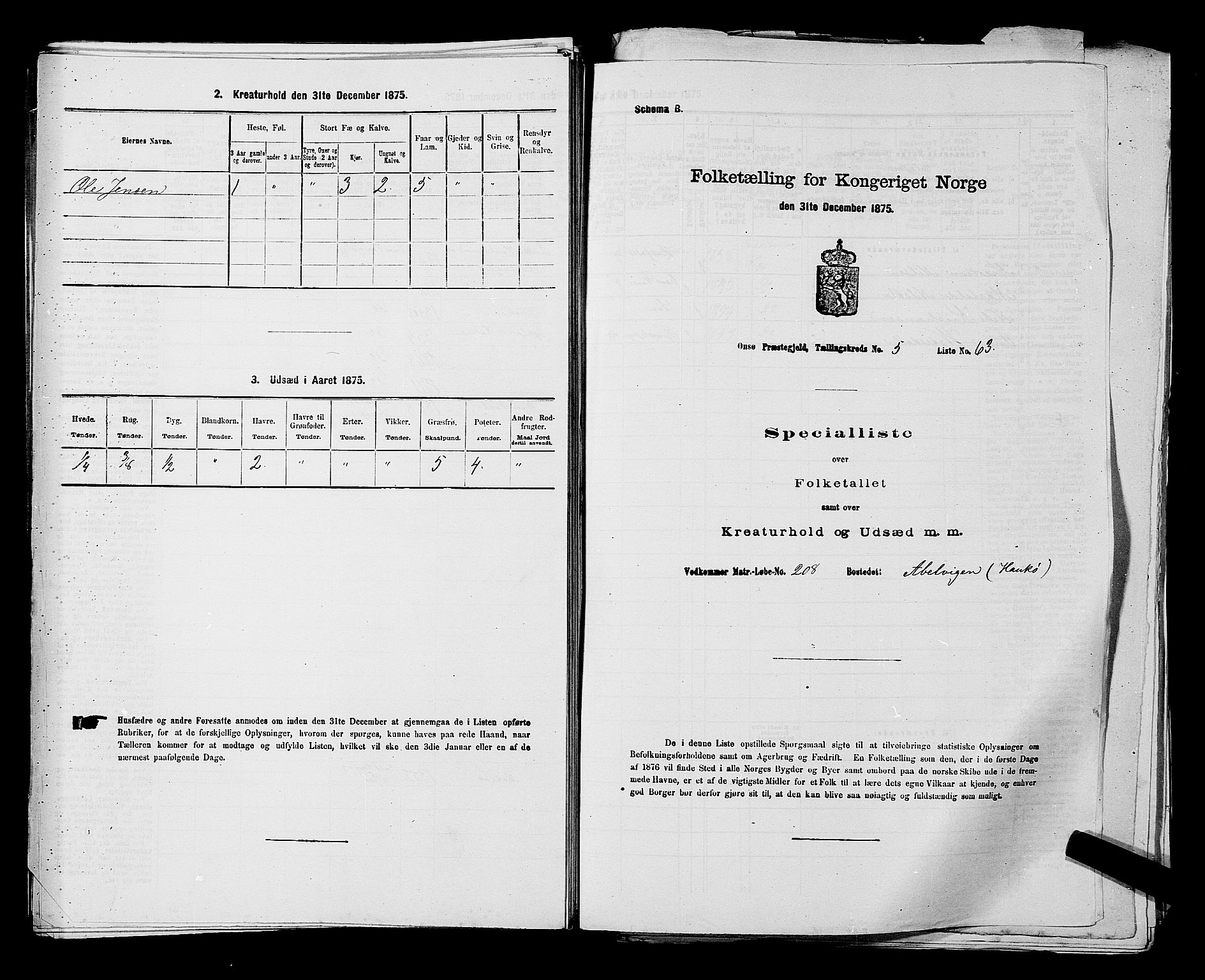 RA, Folketelling 1875 for 0134P Onsøy prestegjeld, 1875, s. 1207