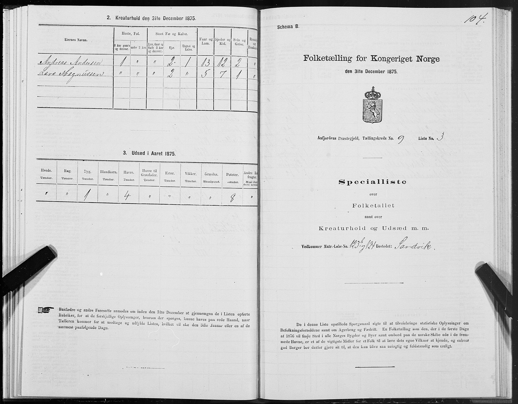 SAT, Folketelling 1875 for 1630P Aafjorden prestegjeld, 1875, s. 4104