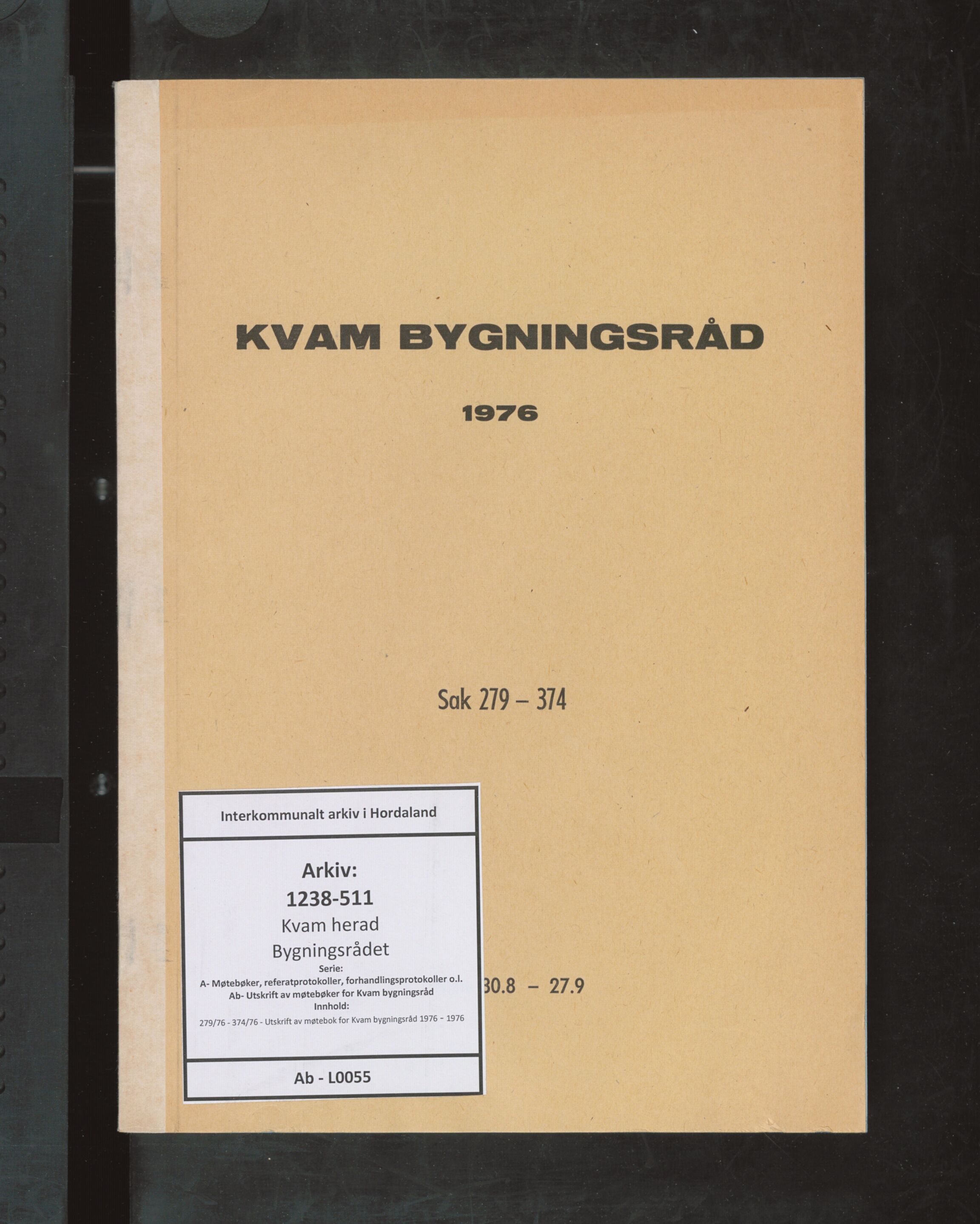 Kvam herad. Bygningsrådet, IKAH/1238-511/A/Ab/L0055: Utskrift av møtebok for Kvam bygningsråd, 1976