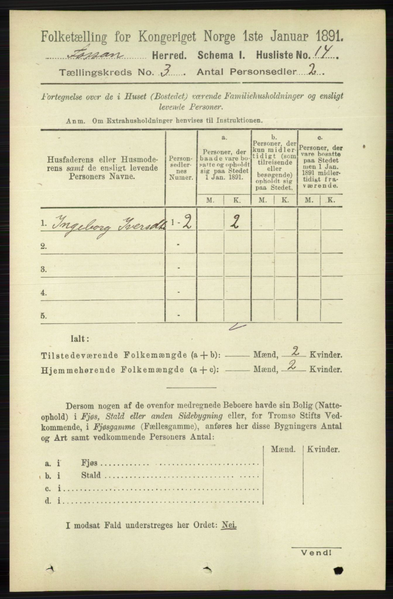 RA, Folketelling 1891 for 1129 Forsand herred, 1891, s. 312