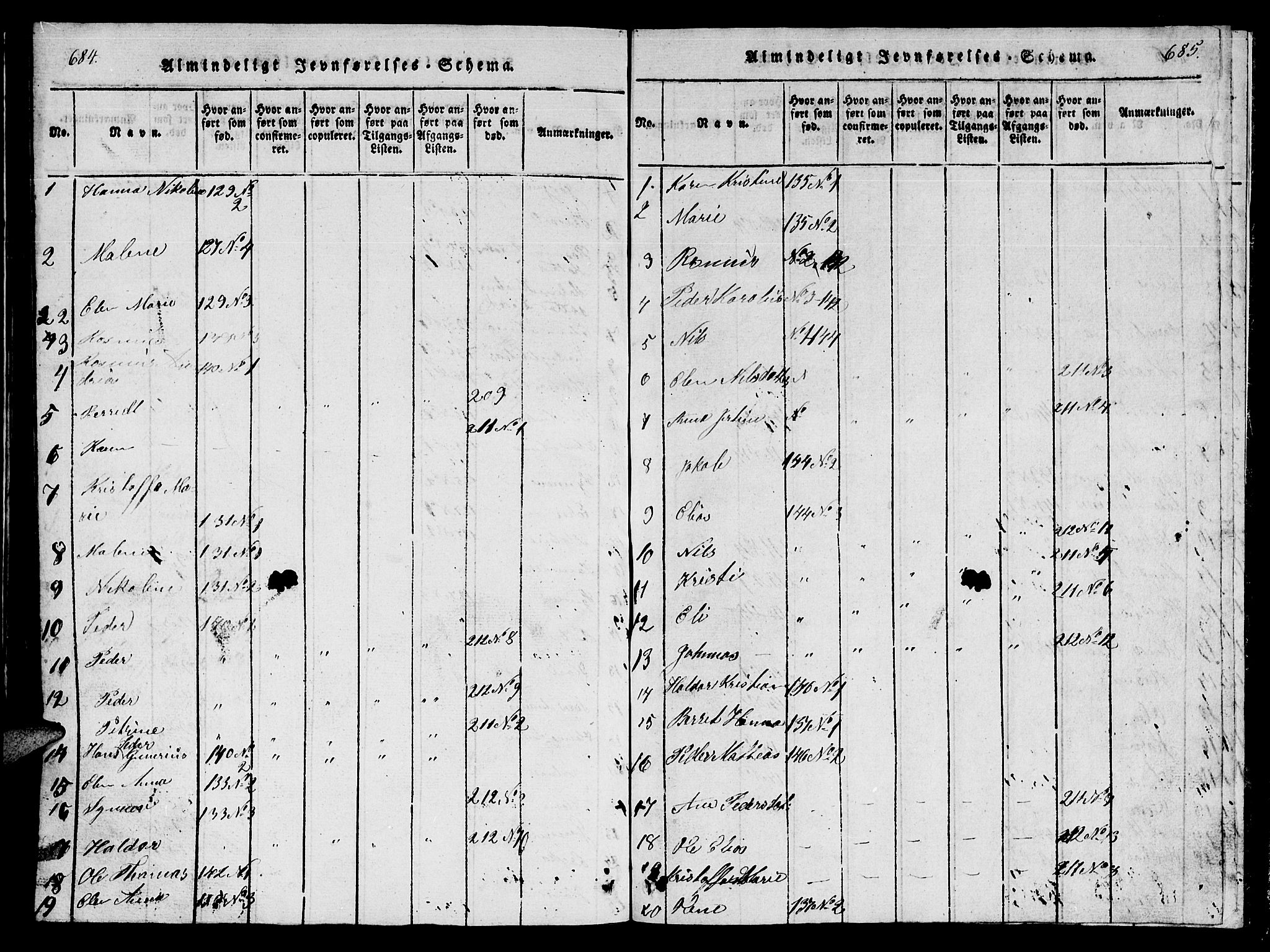 Ministerialprotokoller, klokkerbøker og fødselsregistre - Møre og Romsdal, SAT/A-1454/561/L0731: Klokkerbok nr. 561C01, 1817-1867, s. 684-685