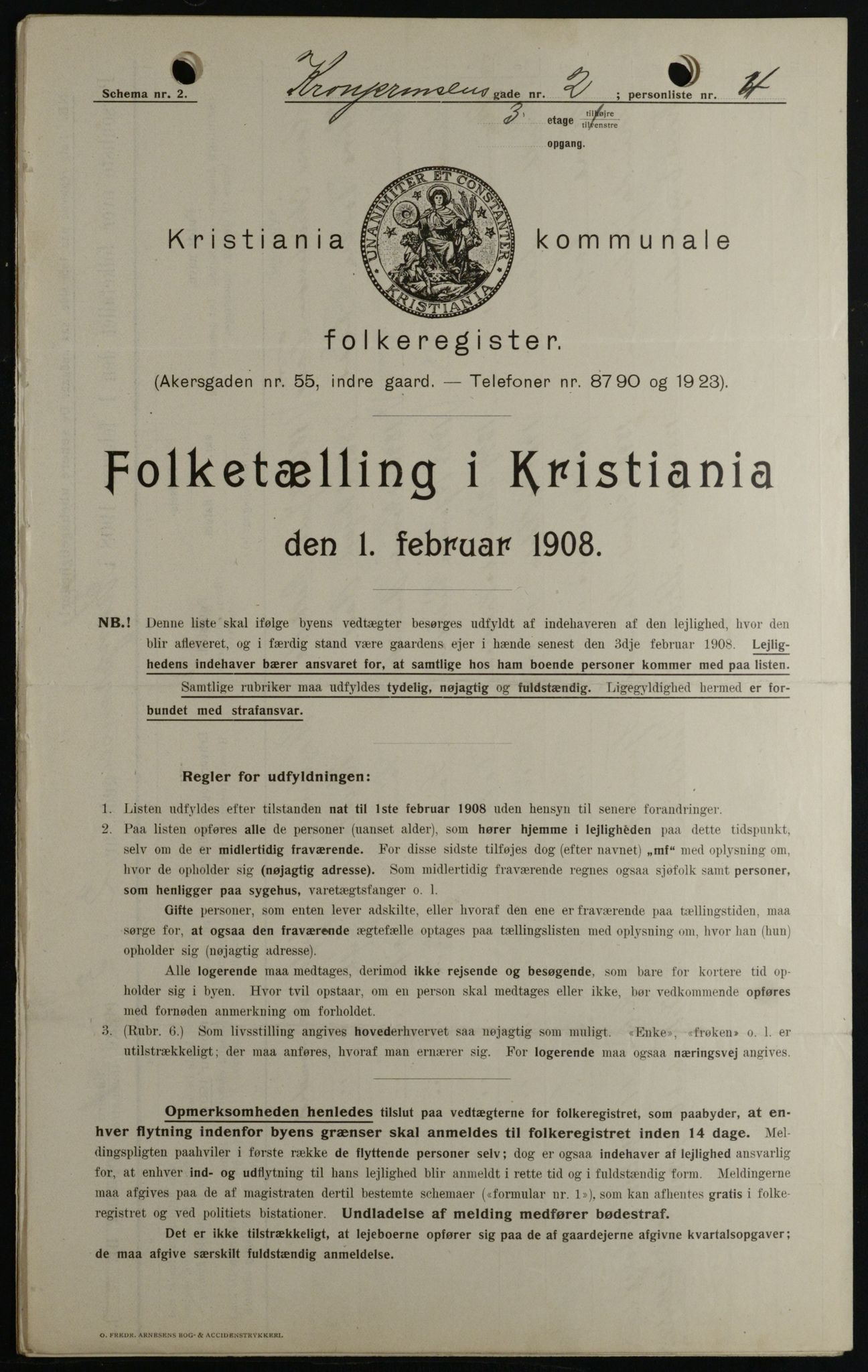 OBA, Kommunal folketelling 1.2.1908 for Kristiania kjøpstad, 1908, s. 48831