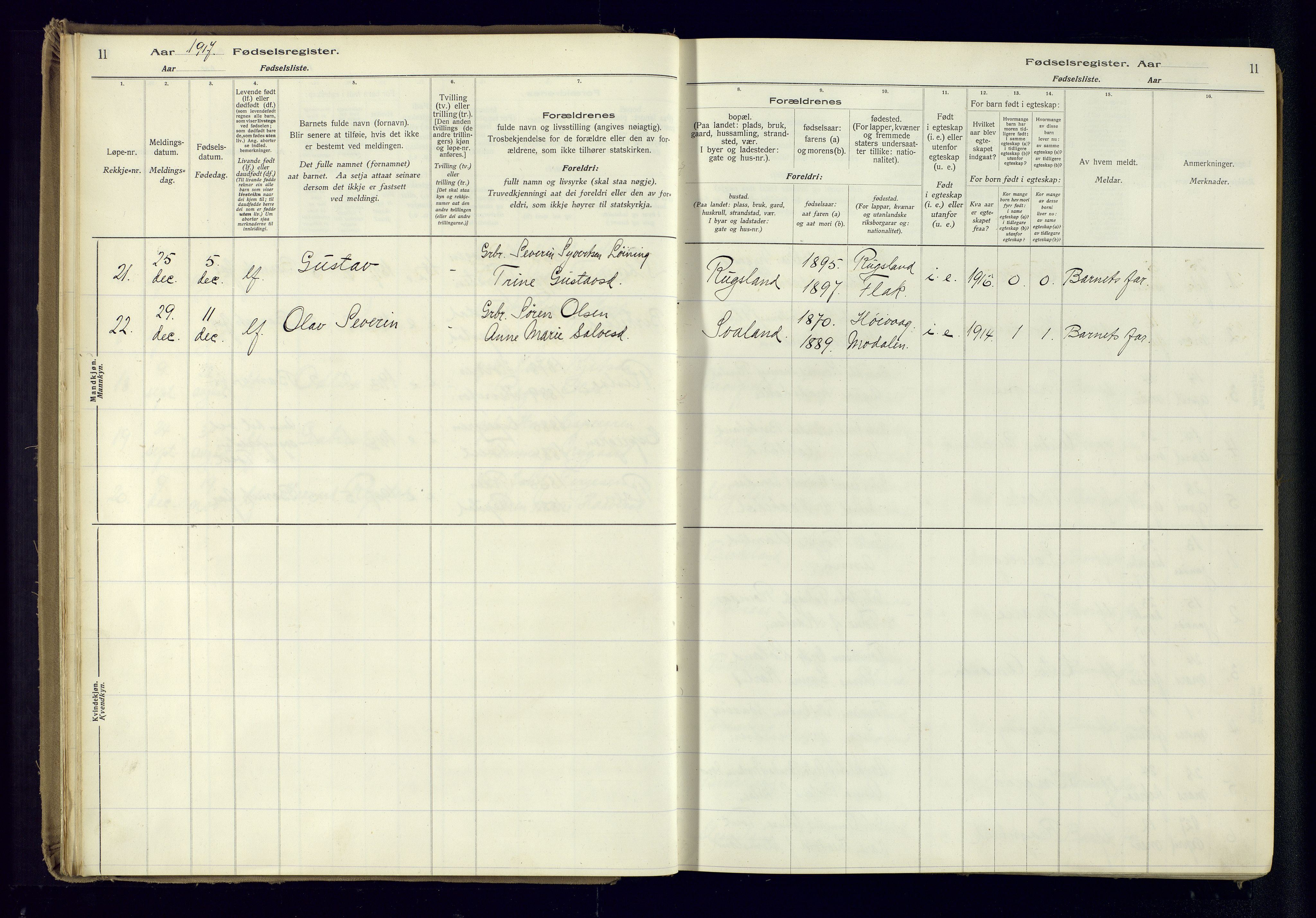 Birkenes sokneprestkontor, AV/SAK-1111-0004/J/Ja/L0001: Fødselsregister nr. II.6.4, 1916-1962, s. 11