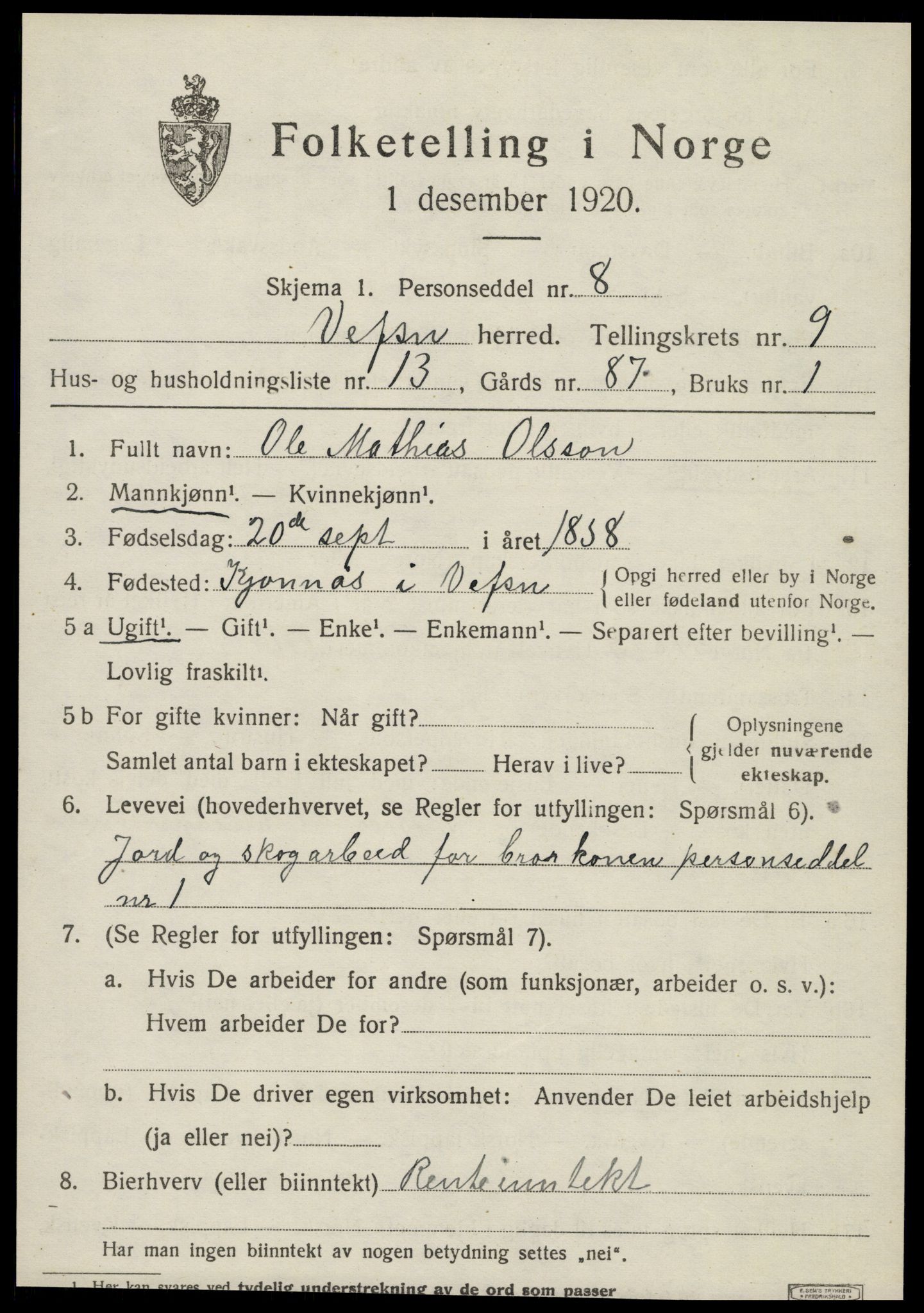 SAT, Folketelling 1920 for 1824 Vefsn herred, 1920, s. 5837