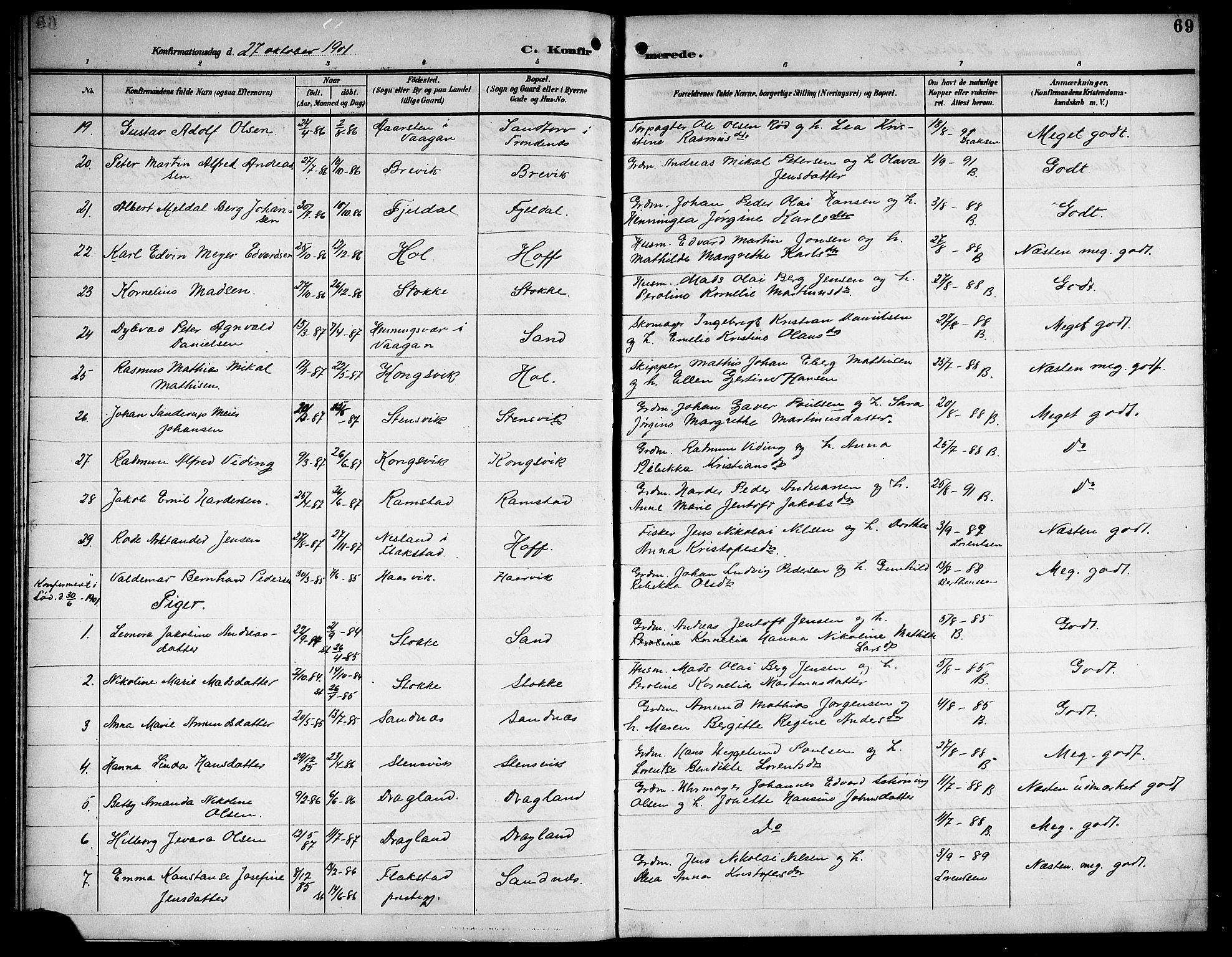 Ministerialprotokoller, klokkerbøker og fødselsregistre - Nordland, AV/SAT-A-1459/865/L0932: Klokkerbok nr. 865C04, 1901-1917, s. 69