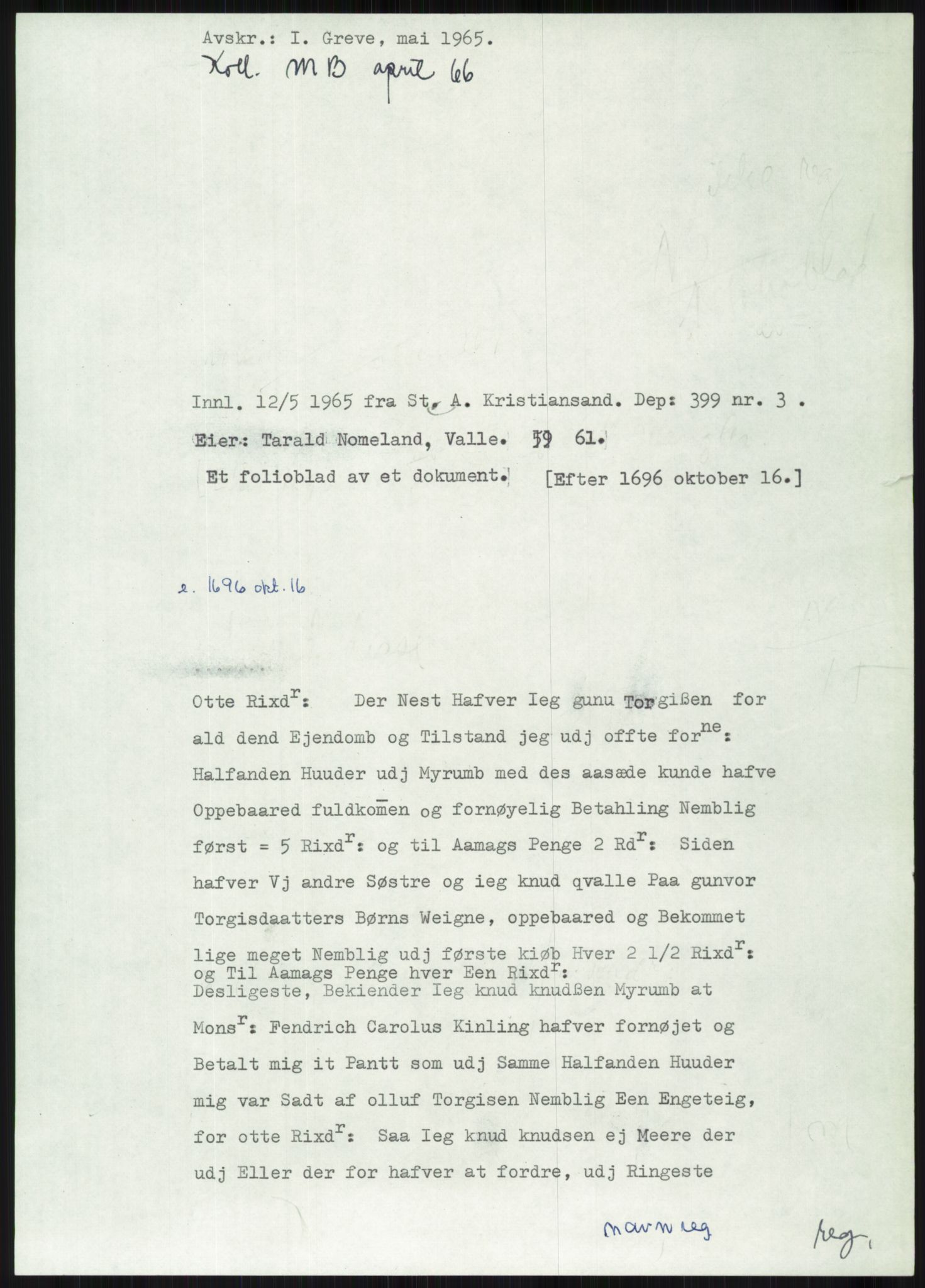 Samlinger til kildeutgivelse, Diplomavskriftsamlingen, AV/RA-EA-4053/H/Ha, s. 2912