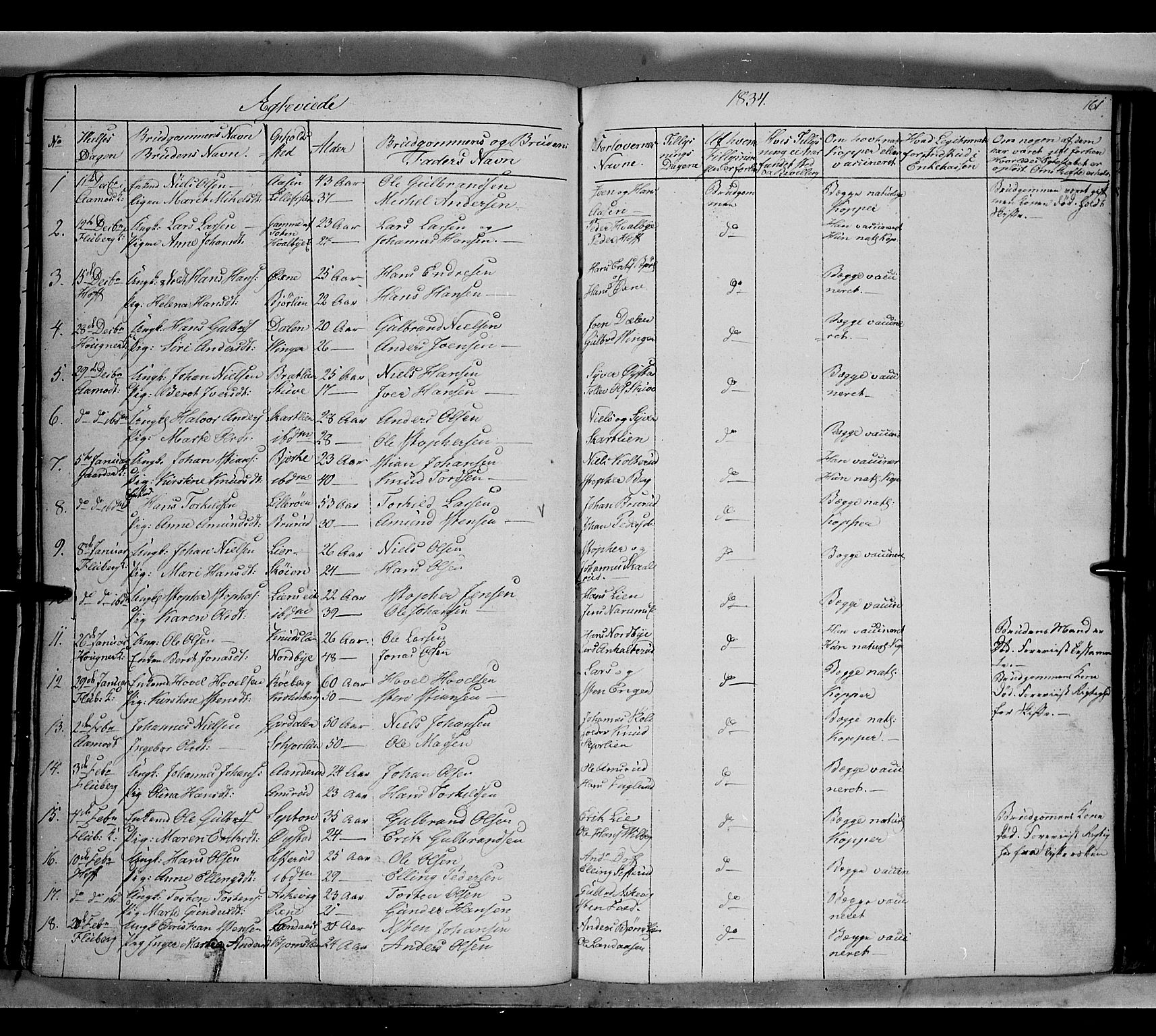 Land prestekontor, AV/SAH-PREST-120/H/Ha/Hab/L0002: Klokkerbok nr. 2, 1833-1849, s. 161