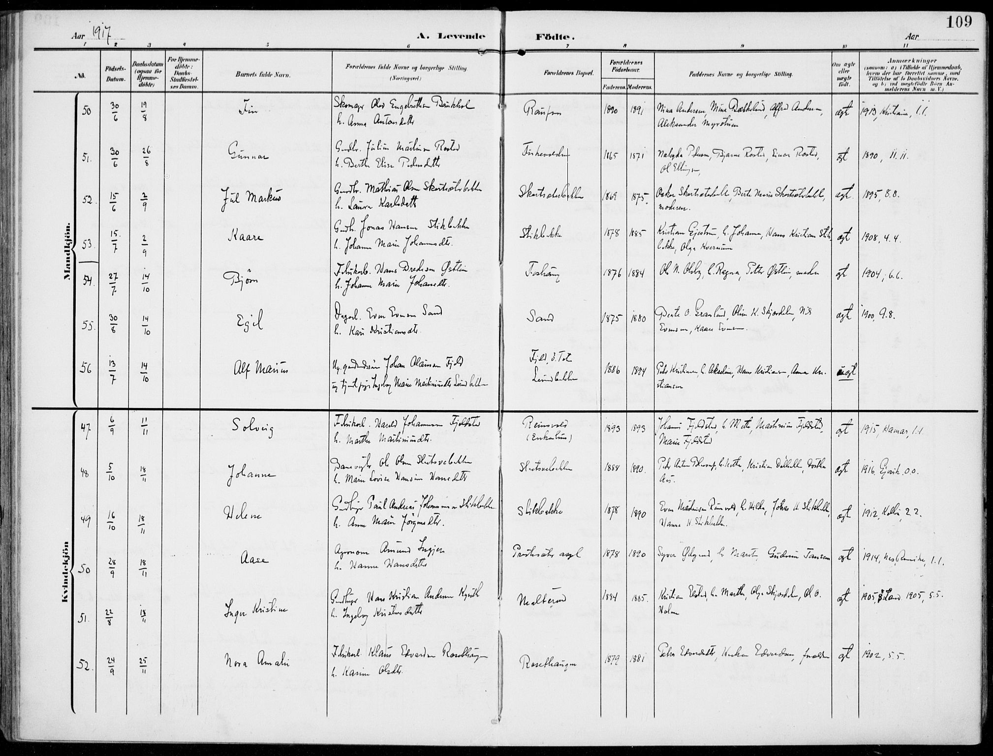 Vestre Toten prestekontor, AV/SAH-PREST-108/H/Ha/Haa/L0014: Ministerialbok nr. 14, 1907-1920, s. 109