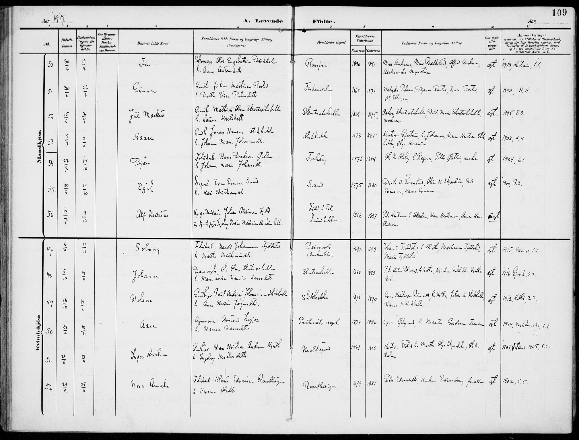 Vestre Toten prestekontor, SAH/PREST-108/H/Ha/Haa/L0014: Ministerialbok nr. 14, 1907-1920, s. 109