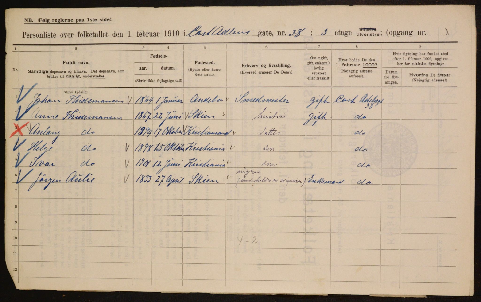 OBA, Kommunal folketelling 1.2.1910 for Kristiania, 1910, s. 13424