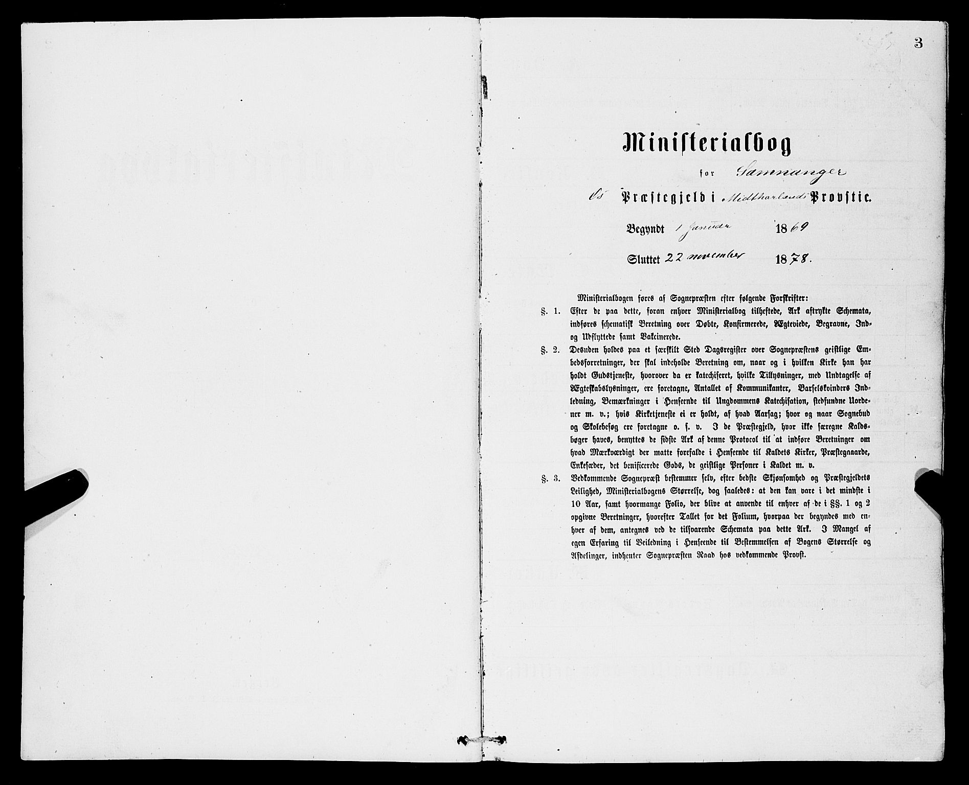 Samnanger Sokneprestembete, AV/SAB-A-77501/H/Hab: Klokkerbok nr. A 1, 1869-1878, s. 3