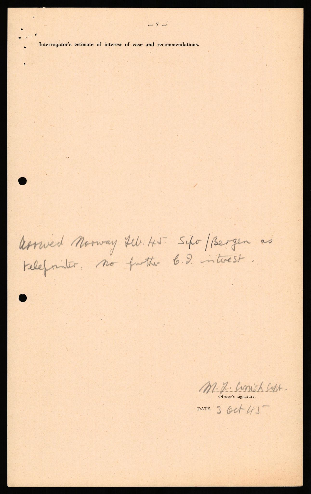 Forsvaret, Forsvarets overkommando II, AV/RA-RAFA-3915/D/Db/L0032: CI Questionaires. Tyske okkupasjonsstyrker i Norge. Tyskere., 1945-1946, s. 332