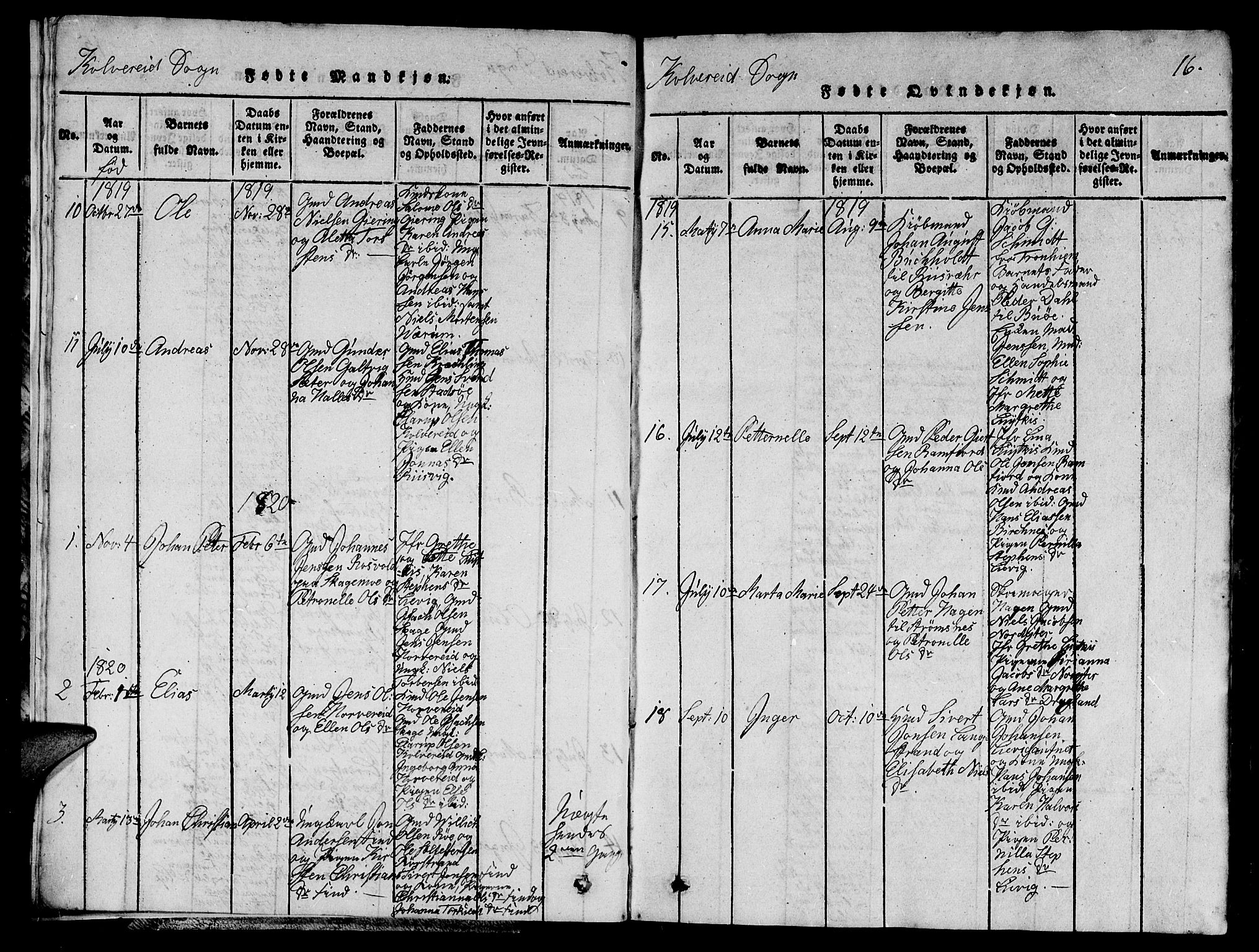 Ministerialprotokoller, klokkerbøker og fødselsregistre - Nord-Trøndelag, SAT/A-1458/780/L0648: Klokkerbok nr. 780C01 /1, 1815-1870, s. 16