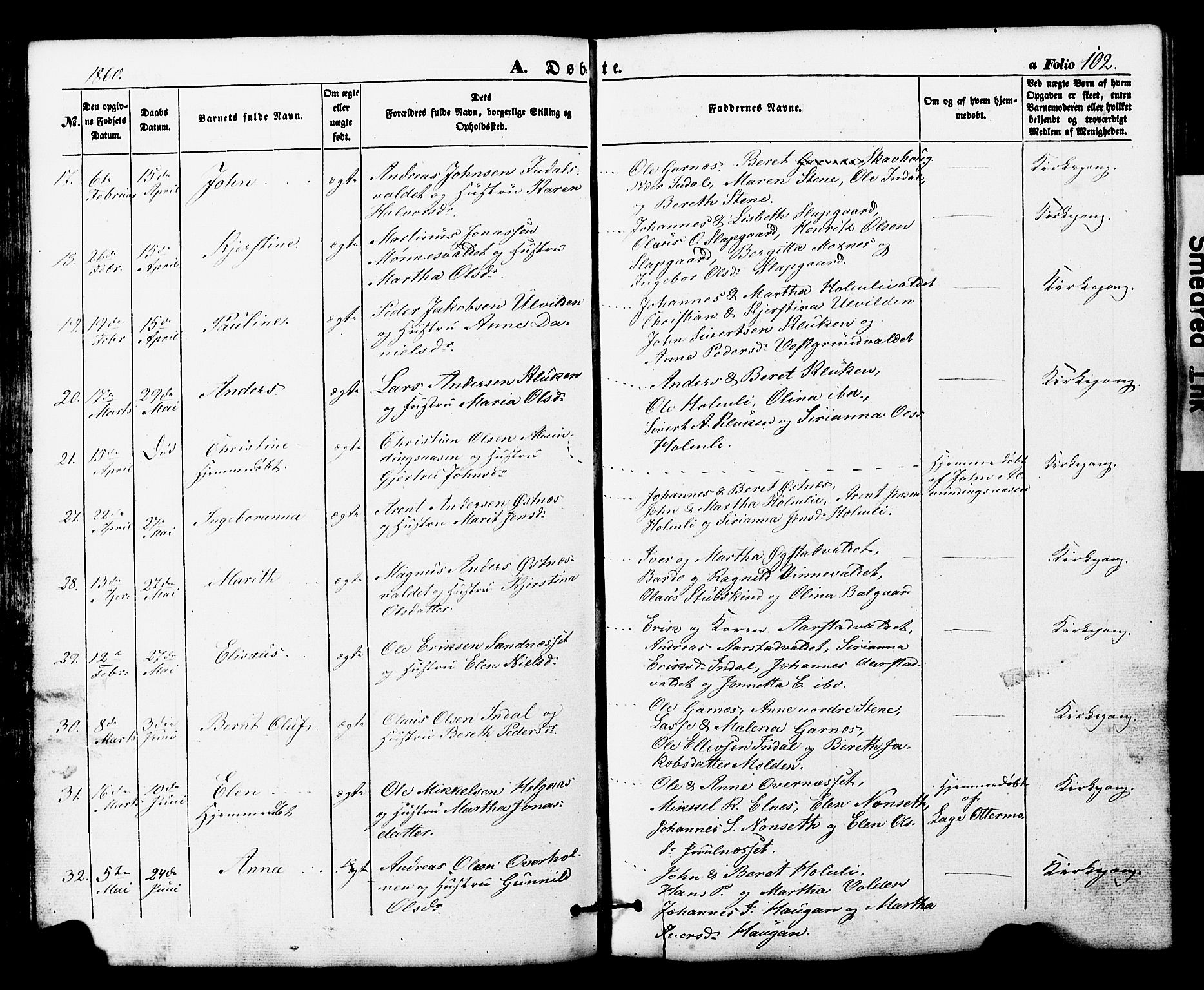 Ministerialprotokoller, klokkerbøker og fødselsregistre - Nord-Trøndelag, SAT/A-1458/724/L0268: Klokkerbok nr. 724C04, 1846-1878, s. 102