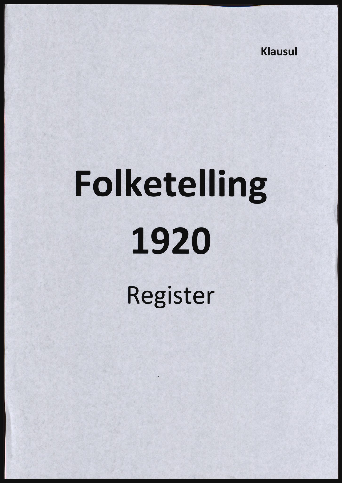 SAST, Avskrift av folketellingen 1920 for Forsand herred, 1920, s. 1
