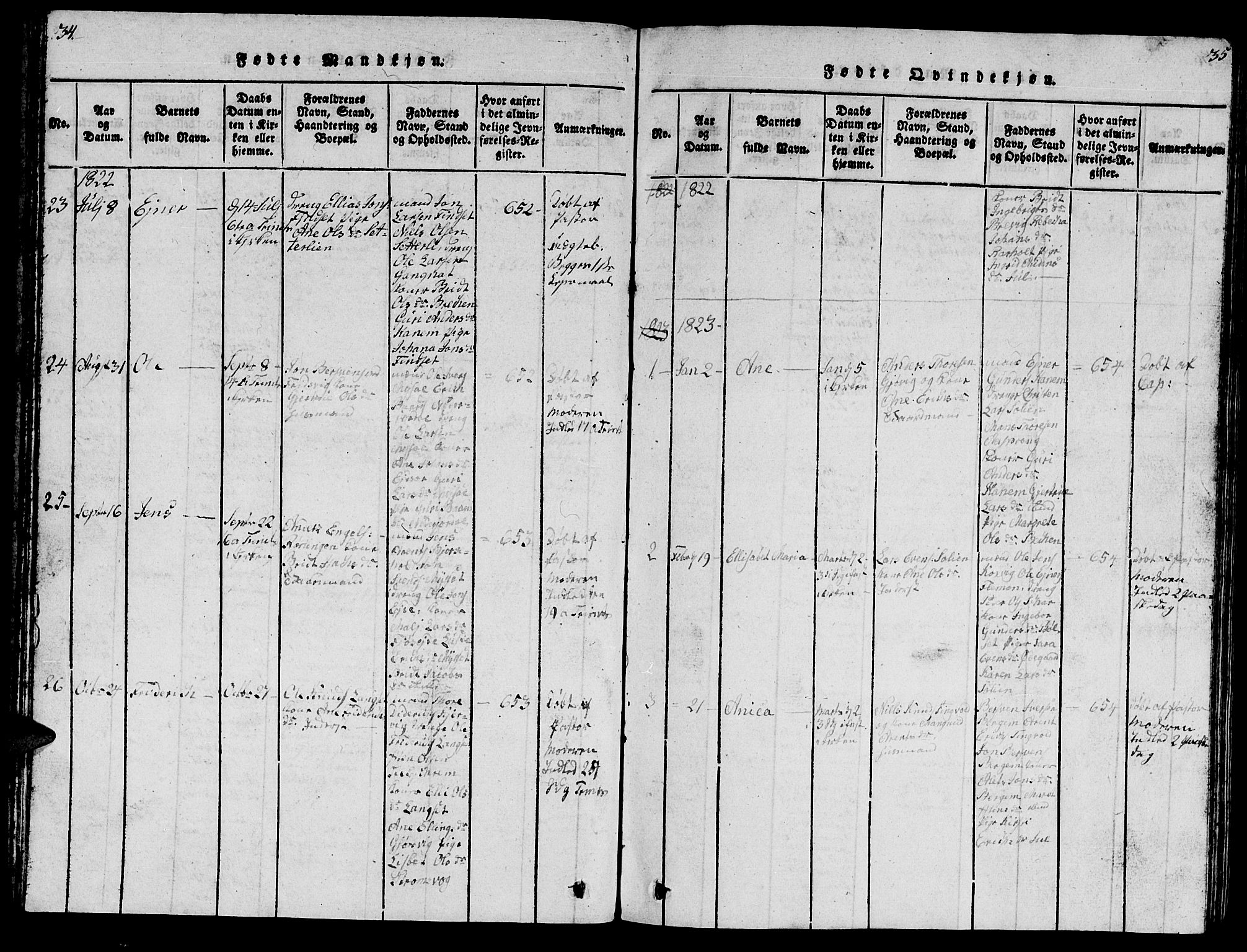 Ministerialprotokoller, klokkerbøker og fødselsregistre - Møre og Romsdal, AV/SAT-A-1454/586/L0990: Klokkerbok nr. 586C01, 1819-1837, s. 34-35