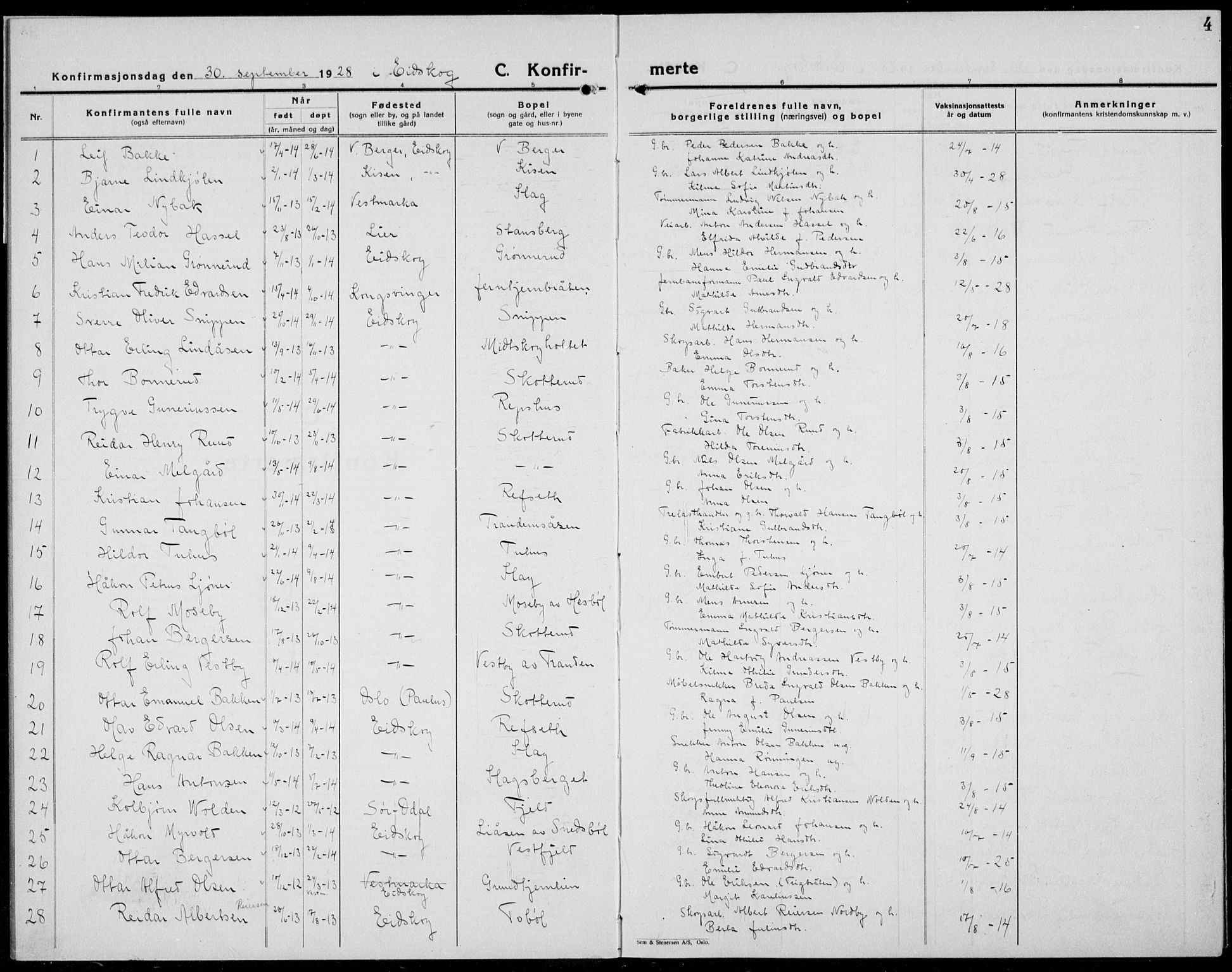 Eidskog prestekontor, SAH/PREST-026/H/Ha/Hab/L0007: Klokkerbok nr. 7, 1925-1938, s. 4