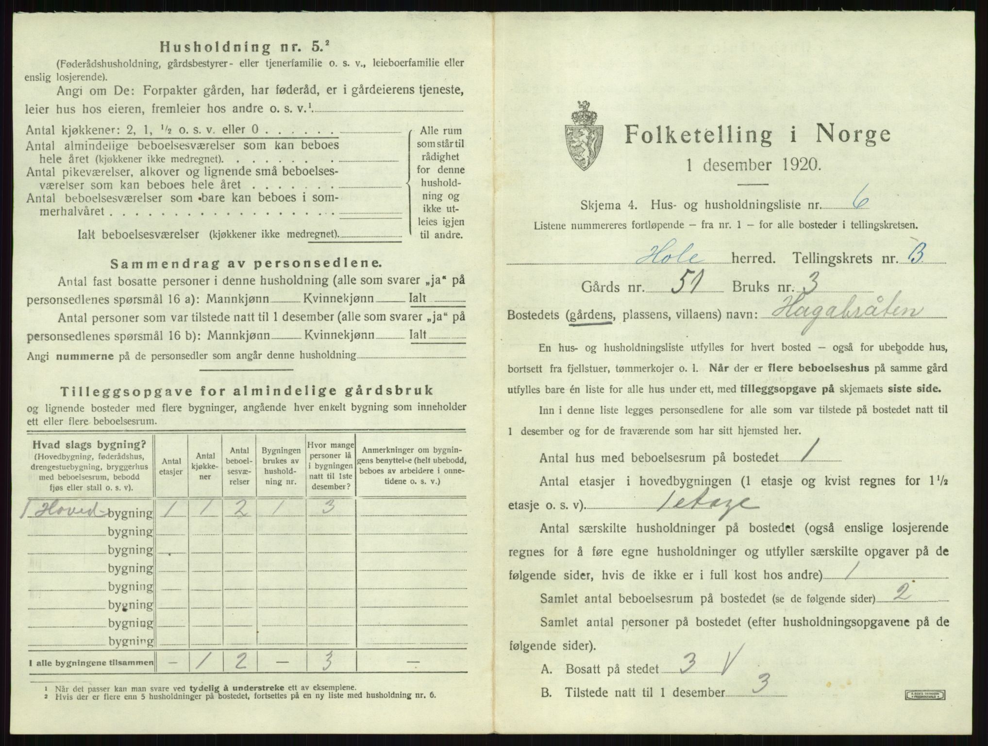 SAKO, Folketelling 1920 for 0612 Hole herred, 1920, s. 377