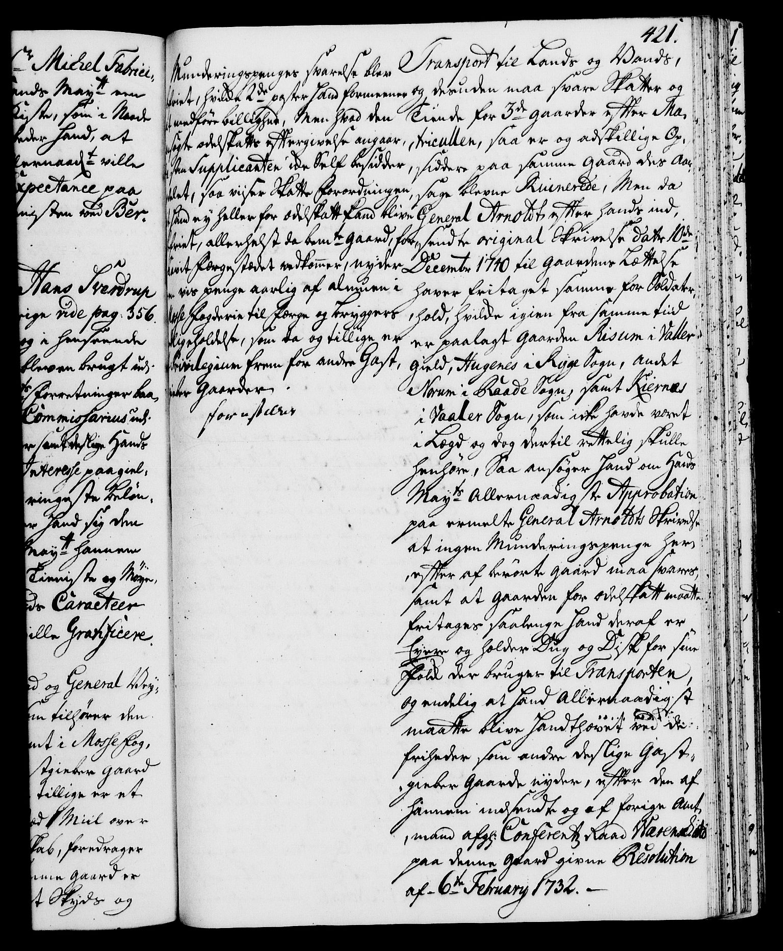 Rentekammeret, Kammerkanselliet, RA/EA-3111/G/Gh/Gha/L0024: Norsk ekstraktmemorialprotokoll (merket RK 53.69), 1742-1743, s. 421