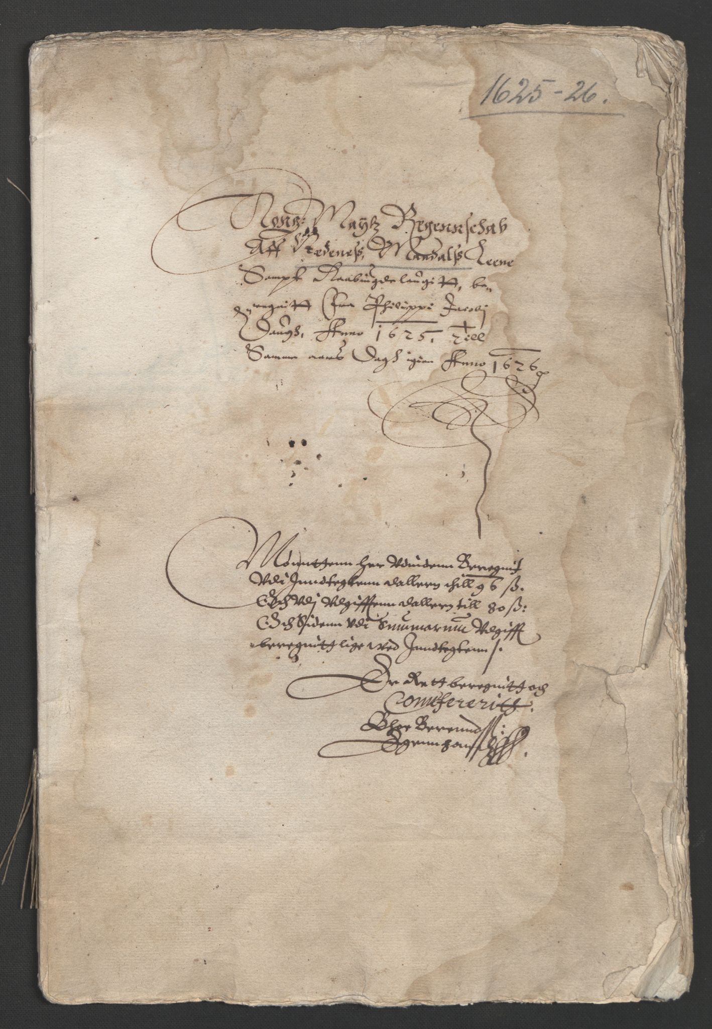 Rentekammeret inntil 1814, Reviderte regnskaper, Lensregnskaper, AV/RA-EA-5023/R/Rb/Rbq/L0015: Nedenes len. Mandals len. Råbyggelag., 1624-1626