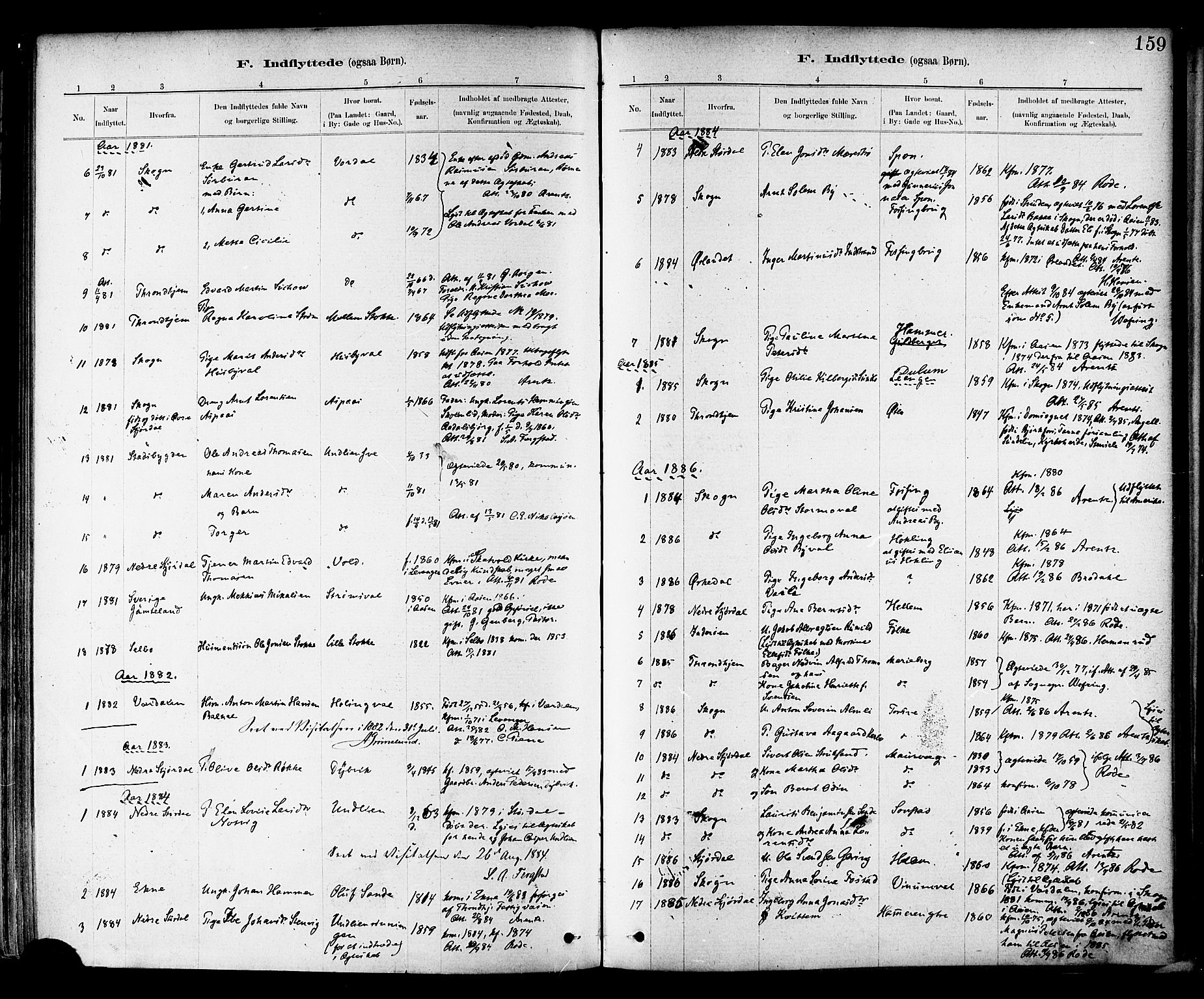 Ministerialprotokoller, klokkerbøker og fødselsregistre - Nord-Trøndelag, SAT/A-1458/714/L0130: Ministerialbok nr. 714A01, 1878-1895, s. 159