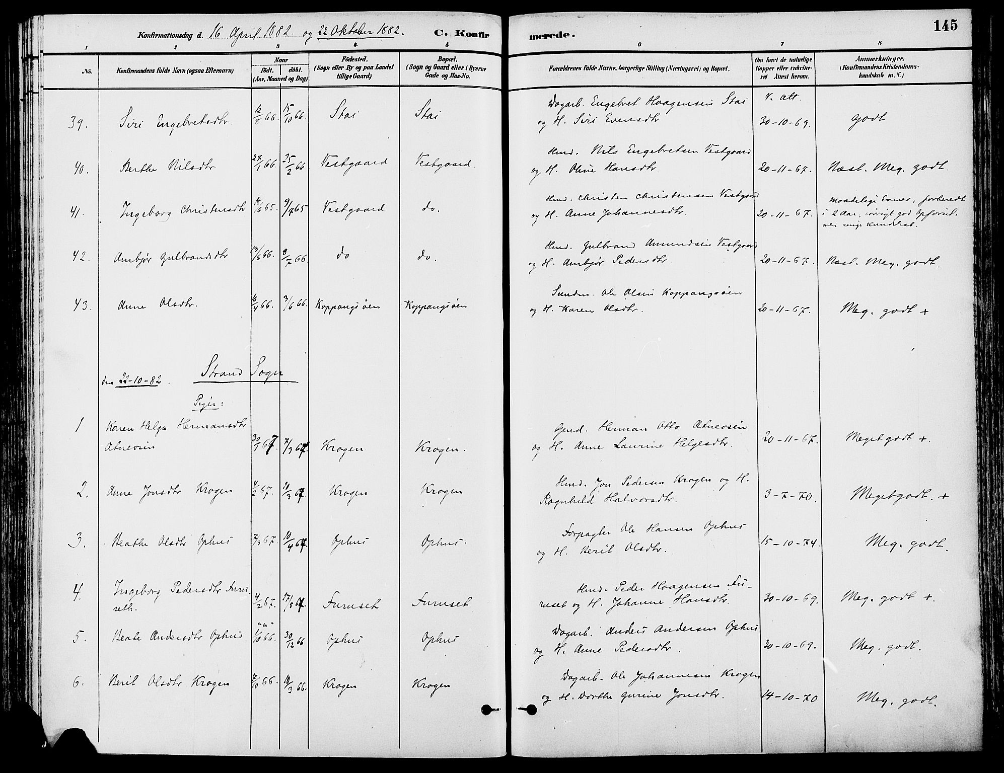 Stor-Elvdal prestekontor, AV/SAH-PREST-052/H/Ha/Haa/L0002: Ministerialbok nr. 2, 1882-1907, s. 145