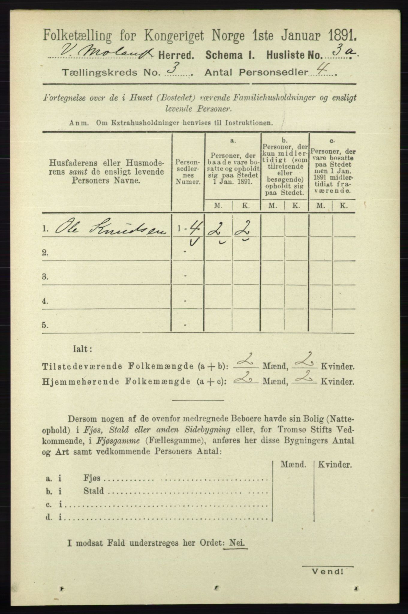 RA, Folketelling 1891 for 0926 Vestre Moland herred, 1891, s. 923