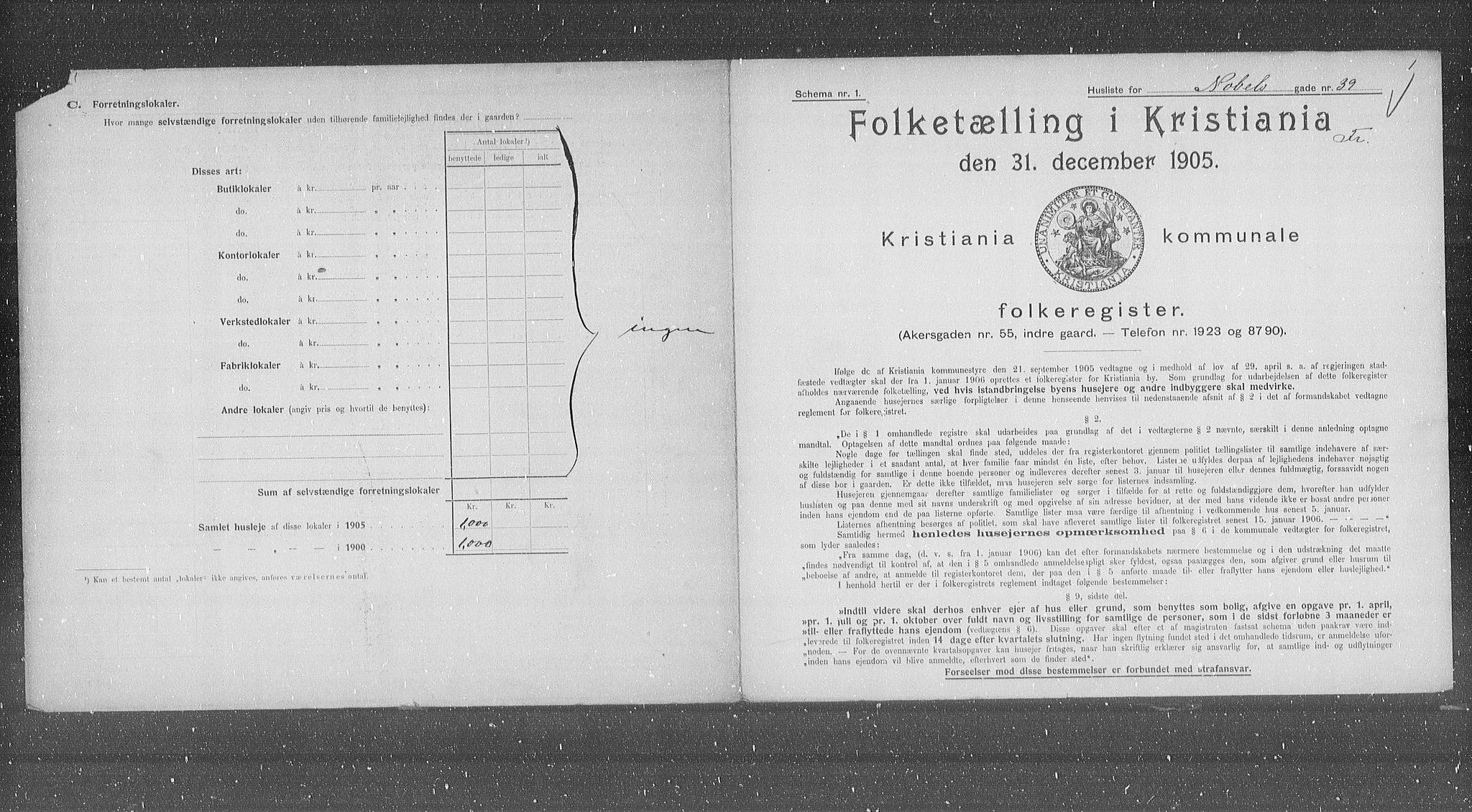 OBA, Kommunal folketelling 31.12.1905 for Kristiania kjøpstad, 1905, s. 37552