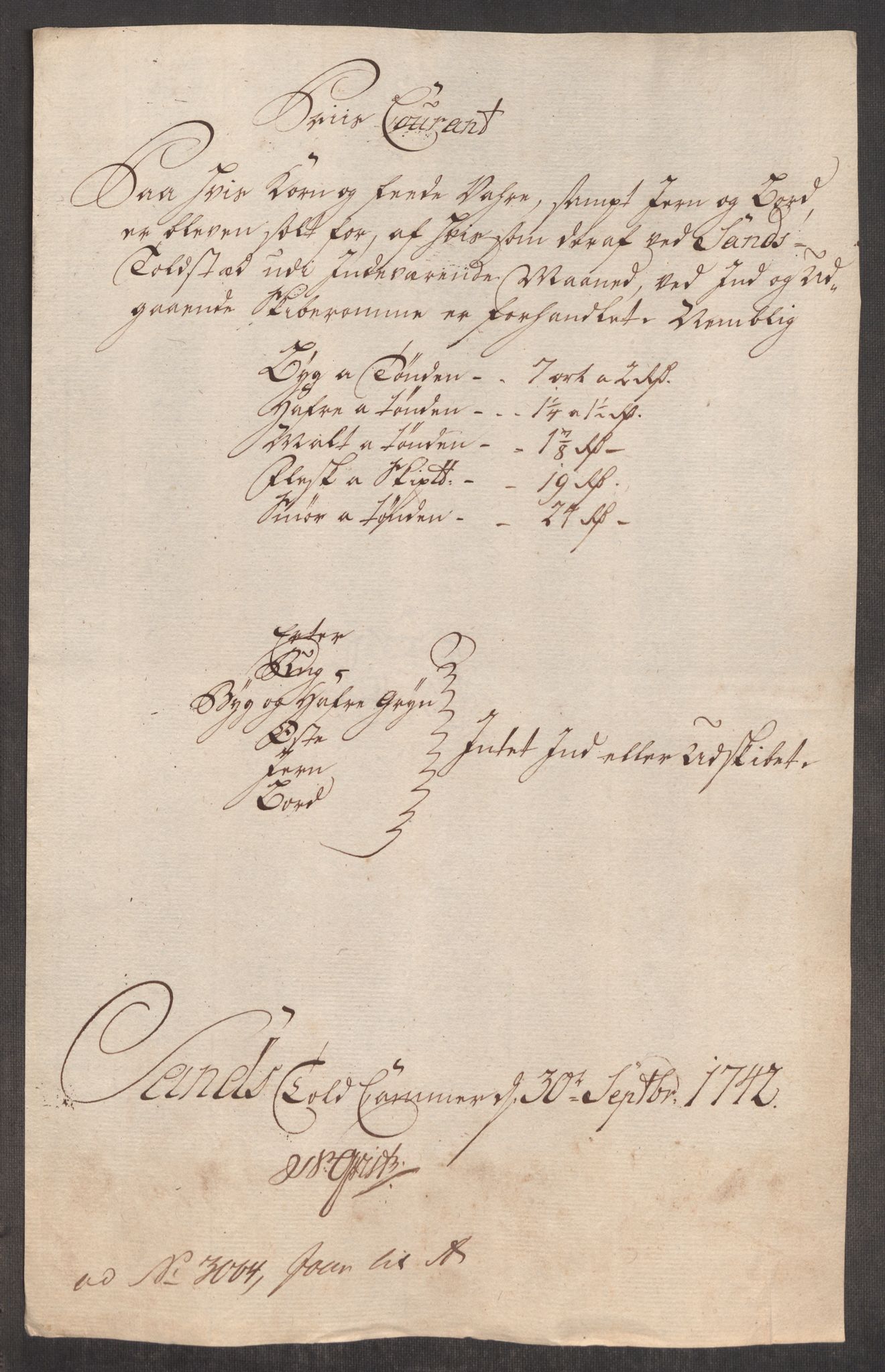 Rentekammeret inntil 1814, Realistisk ordnet avdeling, RA/EA-4070/Oe/L0002: [Ø1]: Priskuranter, 1740-1744, s. 450