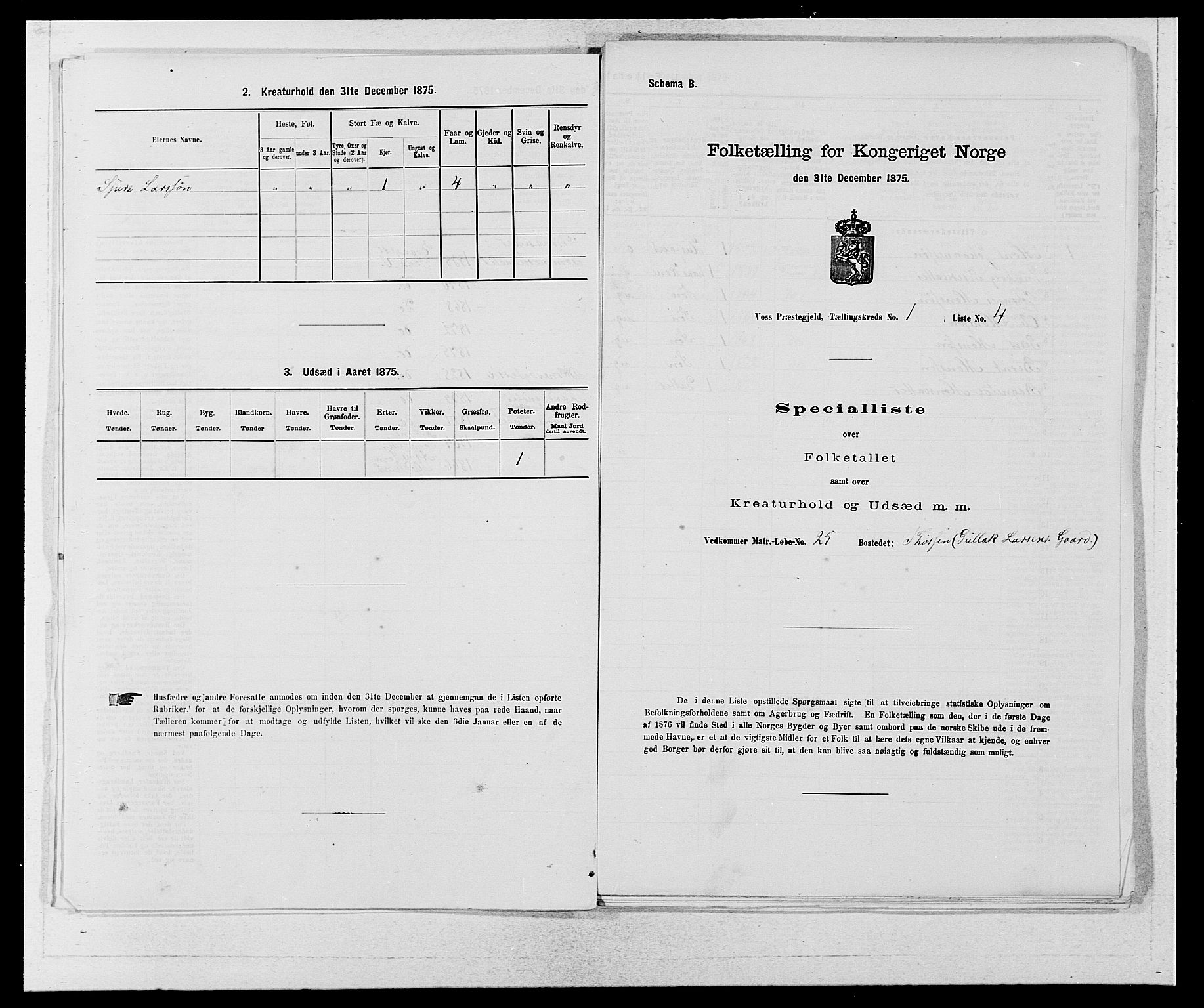 SAB, Folketelling 1875 for 1235P Voss prestegjeld, 1875, s. 1712