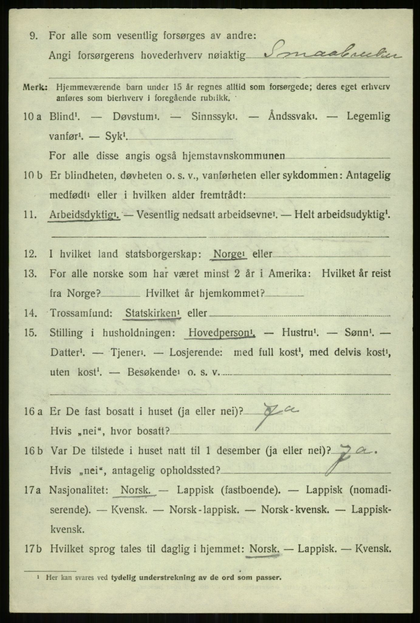 SATØ, Folketelling 1920 for 1927 Tranøy herred, 1920, s. 3790