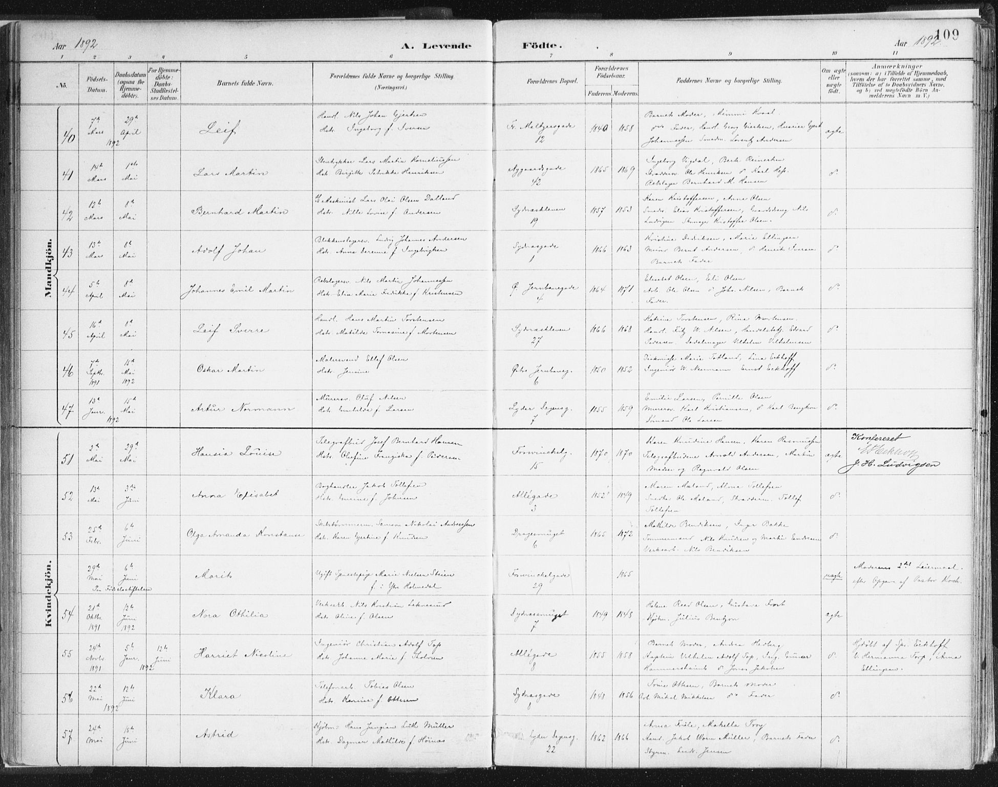 Johanneskirken sokneprestembete, AV/SAB-A-76001/H/Haa/L0001: Ministerialbok nr. A 1, 1885-1900, s. 109