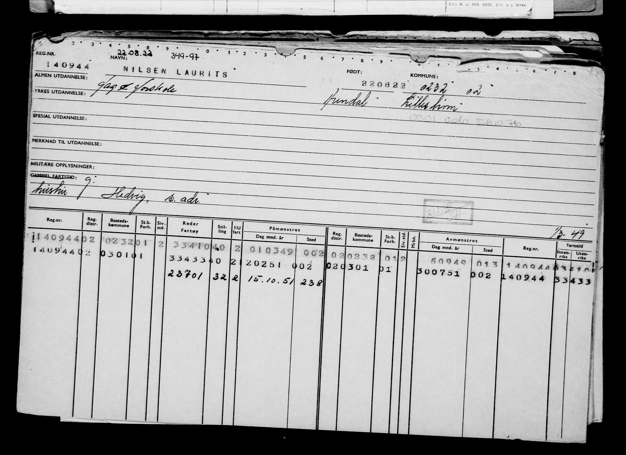 Direktoratet for sjømenn, AV/RA-S-3545/G/Gb/L0210: Hovedkort, 1922, s. 31
