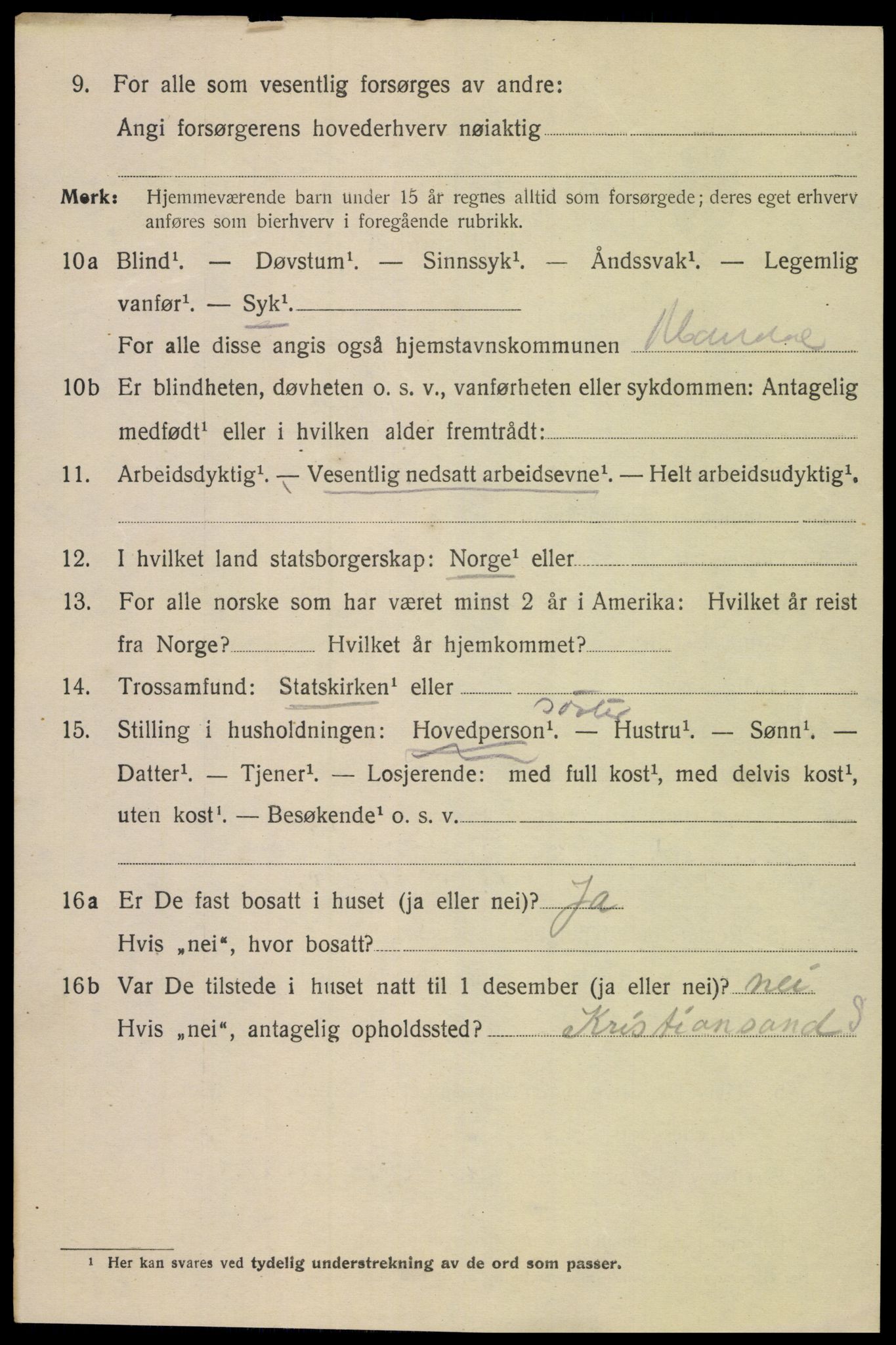 SAK, Folketelling 1920 for 1002 Mandal ladested, 1920, s. 8150