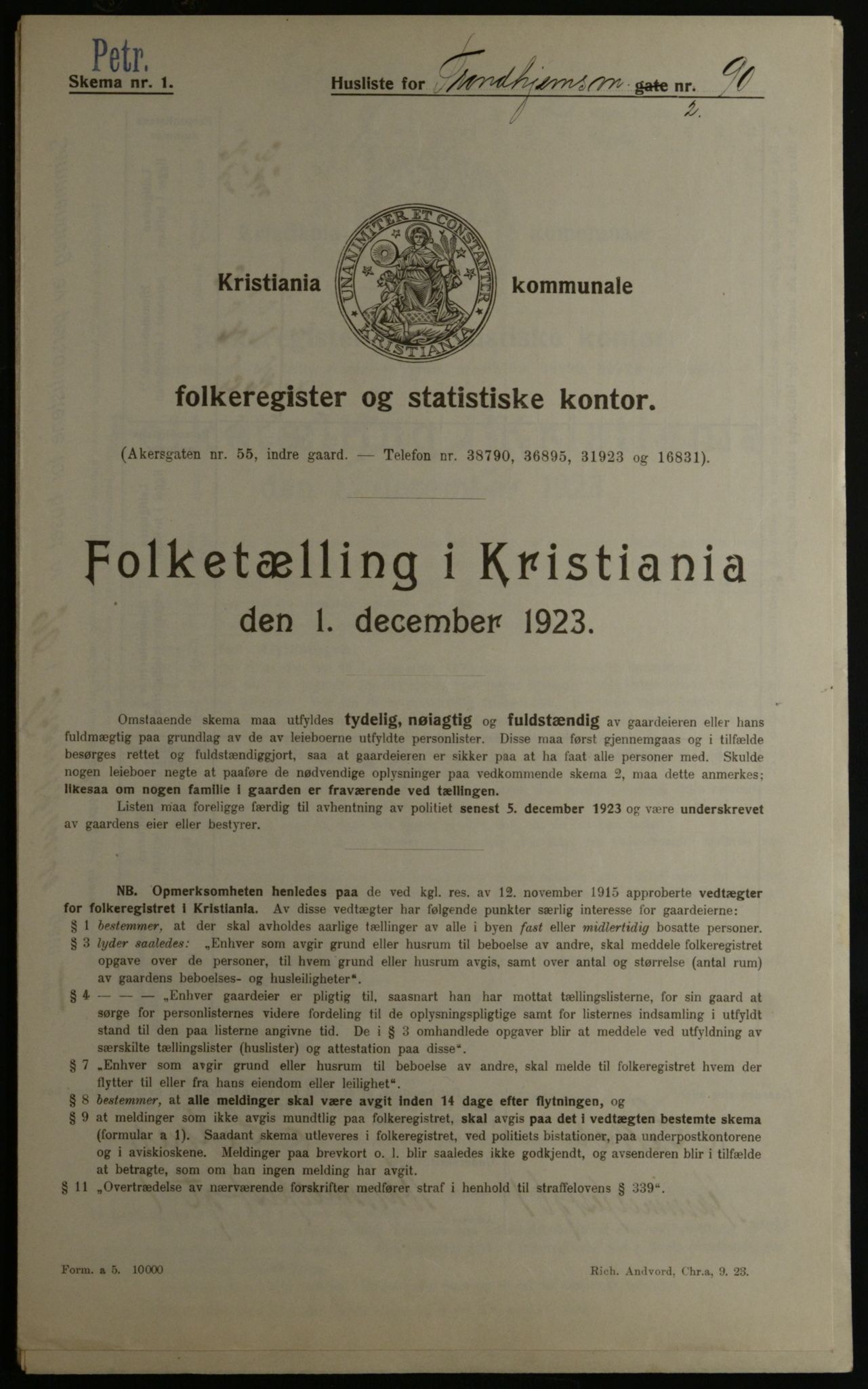 OBA, Kommunal folketelling 1.12.1923 for Kristiania, 1923, s. 128963