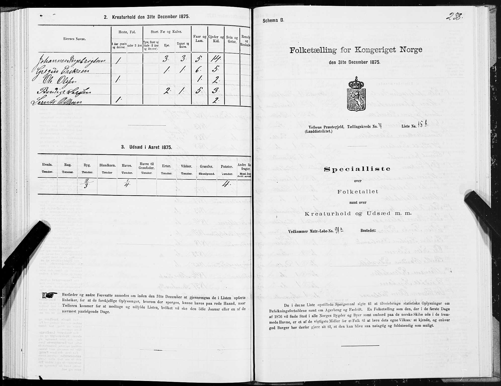 SAT, Folketelling 1875 for 1824L Vefsn prestegjeld, Vefsn sokn, 1875, s. 1238