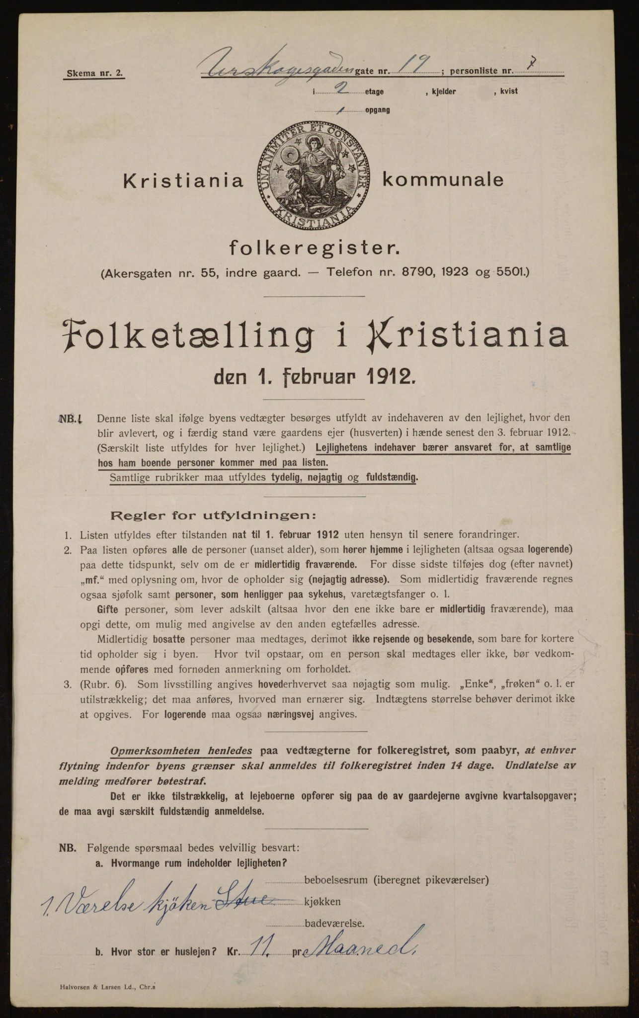 OBA, Kommunal folketelling 1.2.1912 for Kristiania, 1912, s. 2542