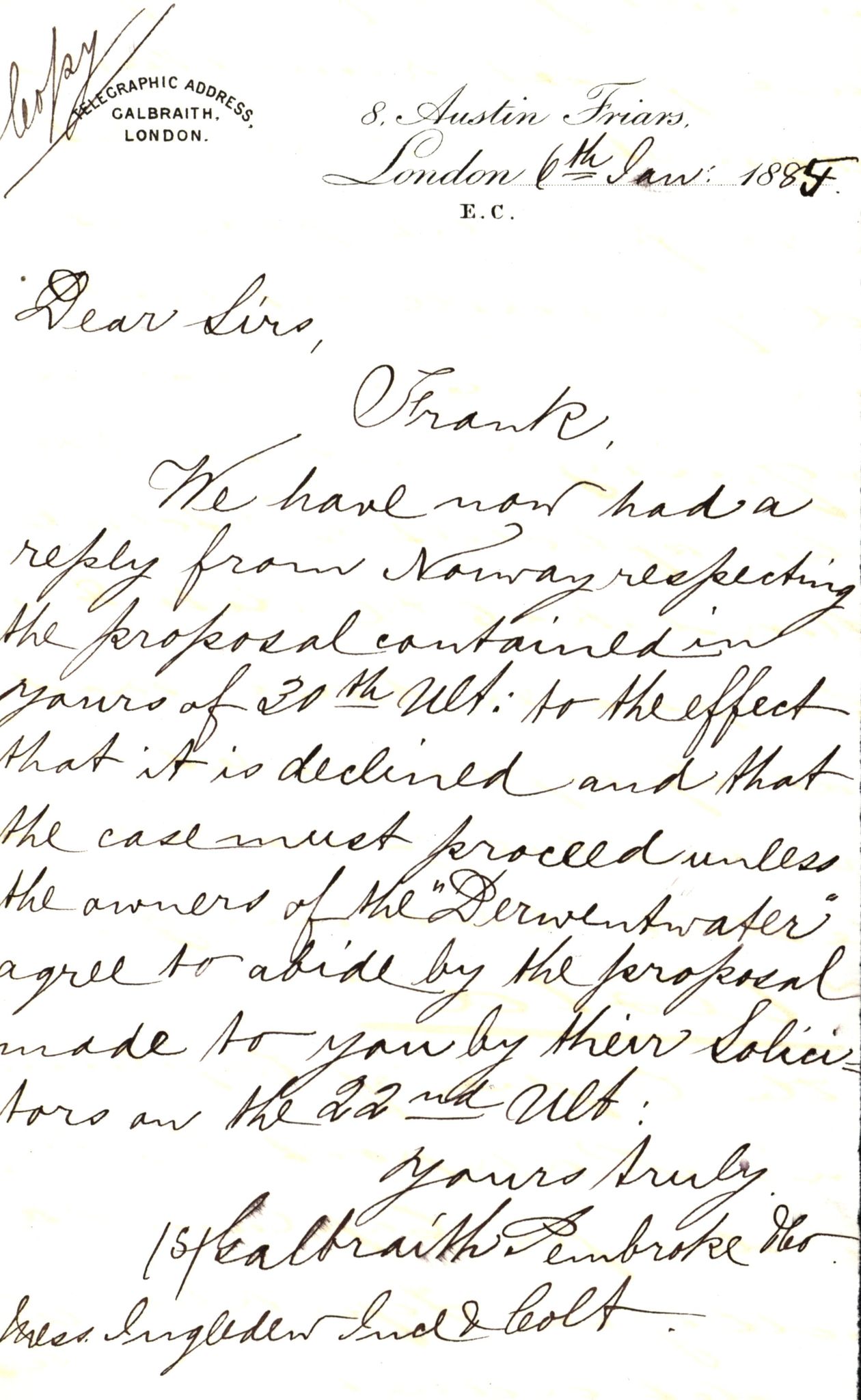 Pa 63 - Østlandske skibsassuranceforening, VEMU/A-1079/G/Ga/L0017/0003: Havaridokumenter / Alma, Aise, Ole Bull, Tellus, Frank, 1884, s. 51