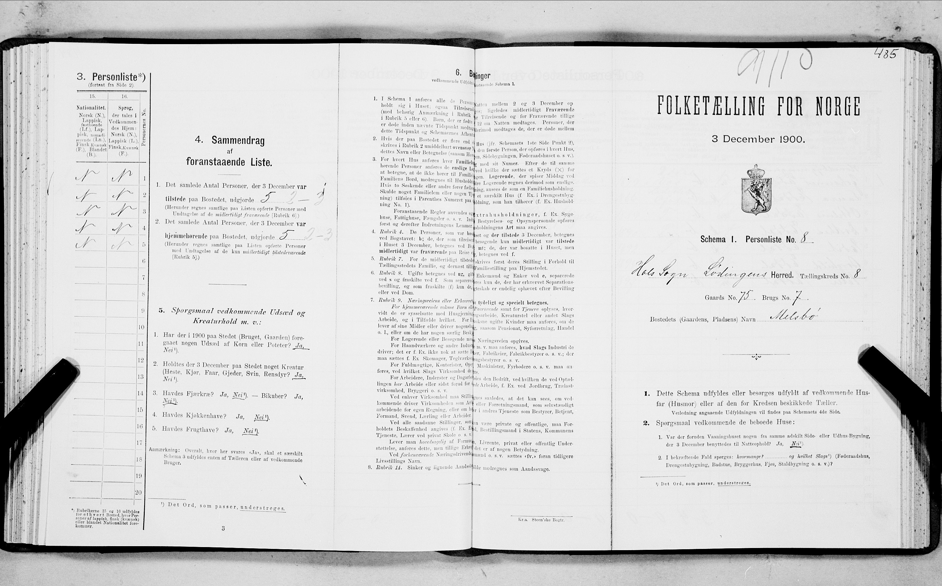 SAT, Folketelling 1900 for 1851 Lødingen herred, 1900, s. 966