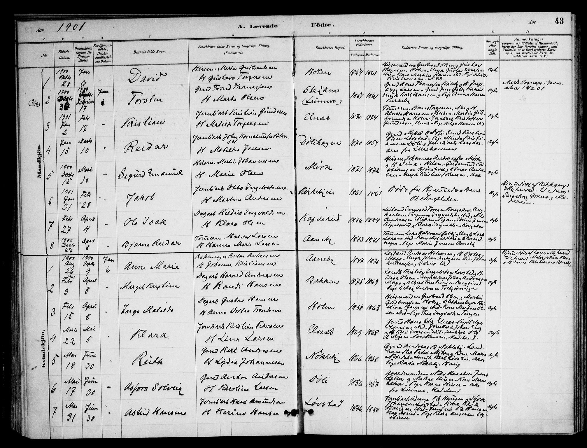 Nittedal prestekontor Kirkebøker, AV/SAO-A-10365a/F/Fb/L0001: Ministerialbok nr. II 1, 1879-1901, s. 43