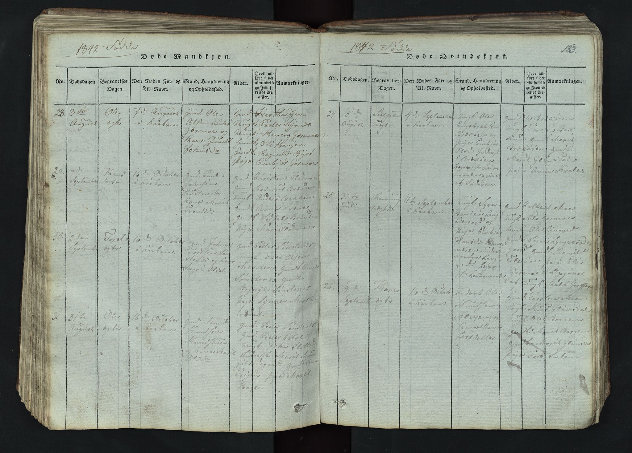 Lom prestekontor, AV/SAH-PREST-070/L/L0002: Klokkerbok nr. 2, 1815-1844, s. 183