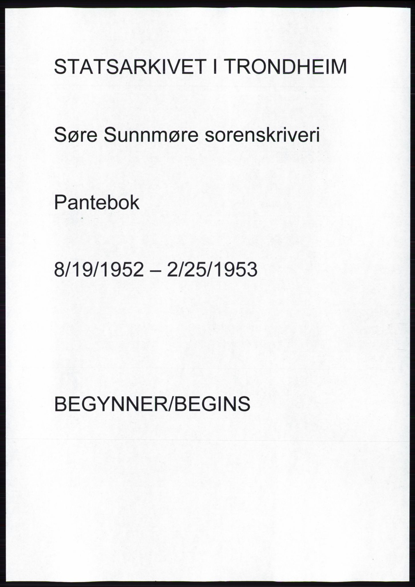 Søre Sunnmøre sorenskriveri, AV/SAT-A-4122/1/2/2C/L0122: Pantebok nr. 10B, 1952-1953