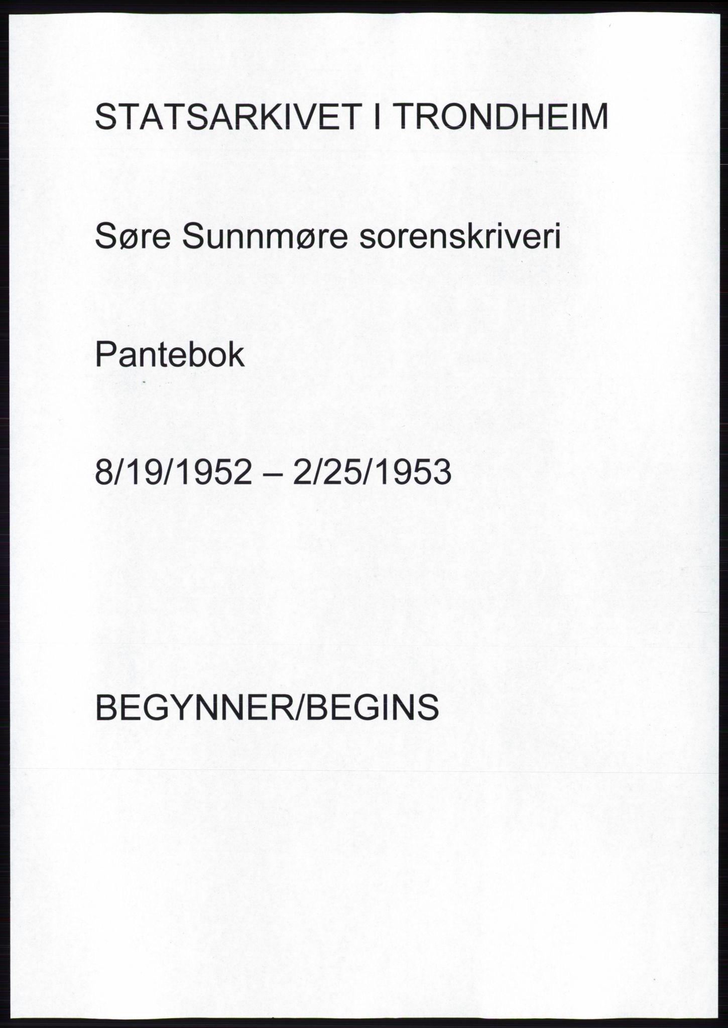 Søre Sunnmøre sorenskriveri, SAT/A-4122/1/2/2C/L0122: Pantebok nr. 10B, 1952-1953