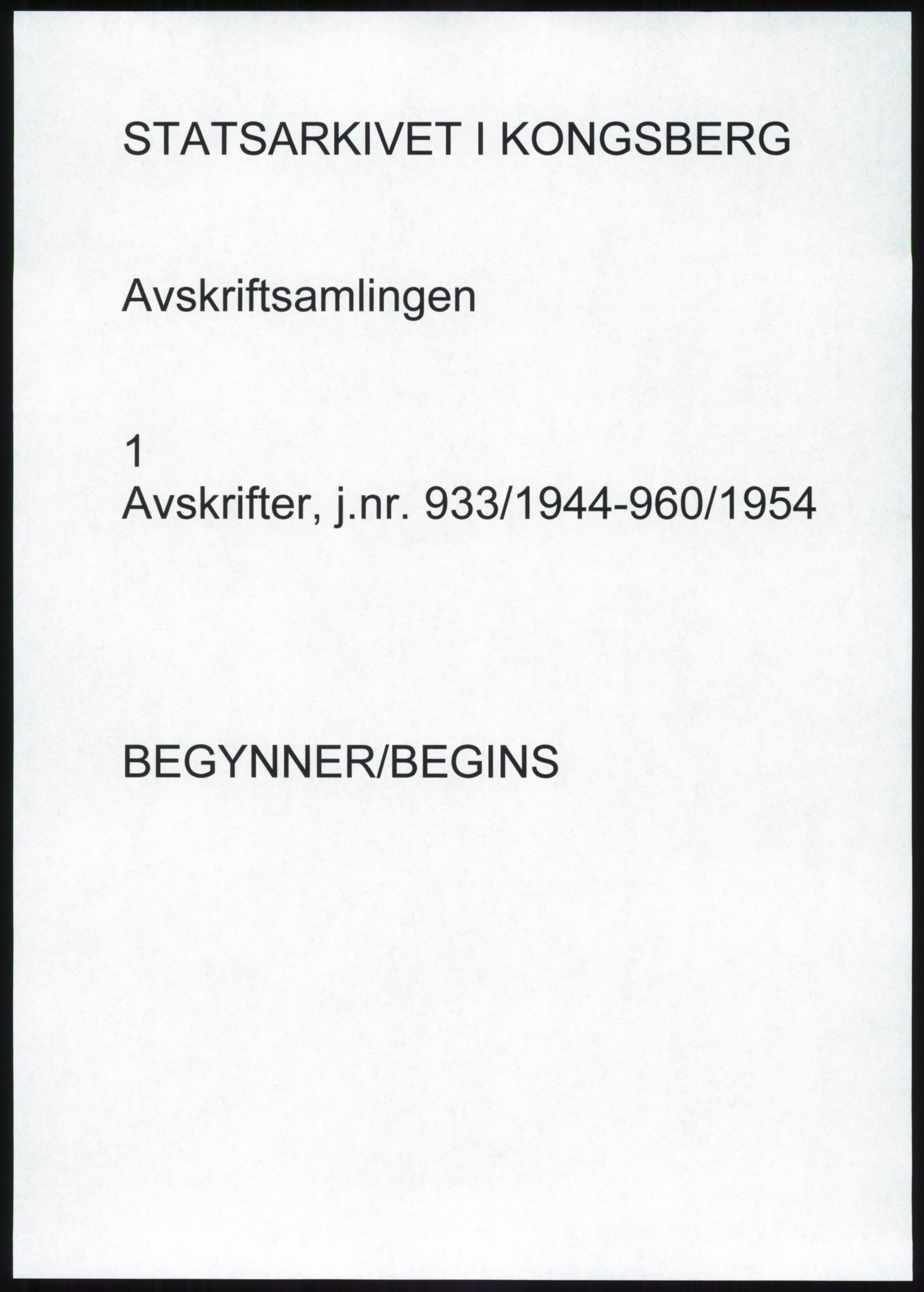 Statsarkivet i Kongsberg, SAKO/A-0001, 1944-1954, s. 1