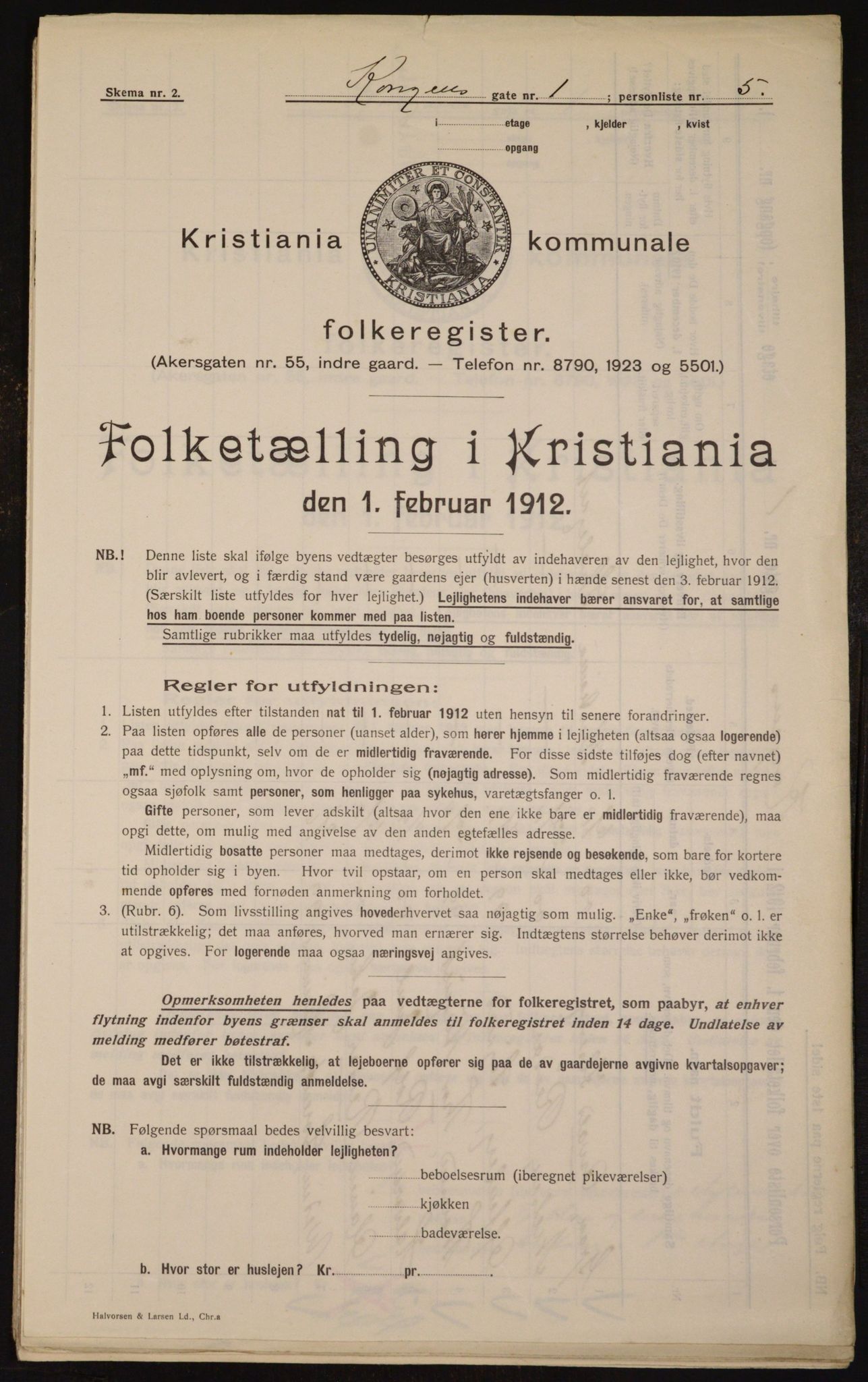 OBA, Kommunal folketelling 1.2.1912 for Kristiania, 1912, s. 52674