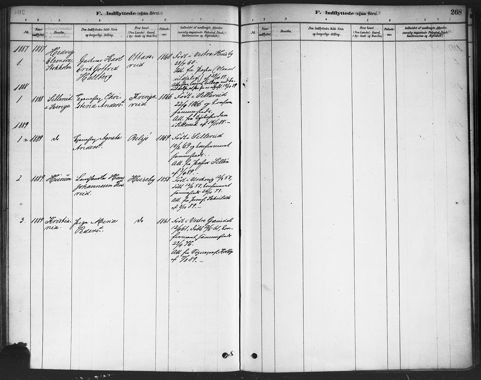 Drøbak prestekontor Kirkebøker, SAO/A-10142a/F/Fc/L0002: Ministerialbok nr. III 2, 1878-1891, s. 268