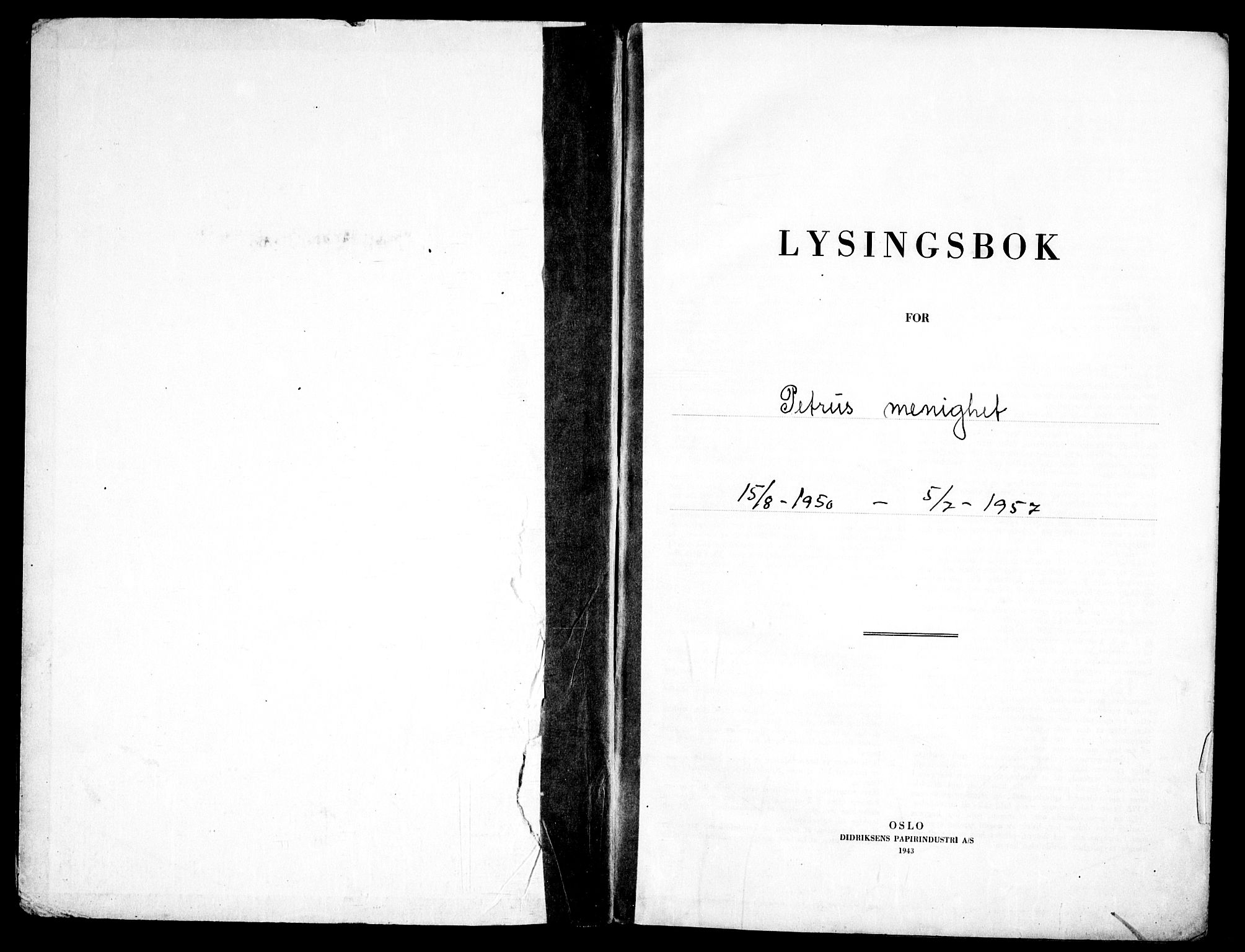 Petrus prestekontor Kirkebøker, AV/SAO-A-10872/H/Ha/L0005: Lysningsprotokoll nr. 5, 1950-1957