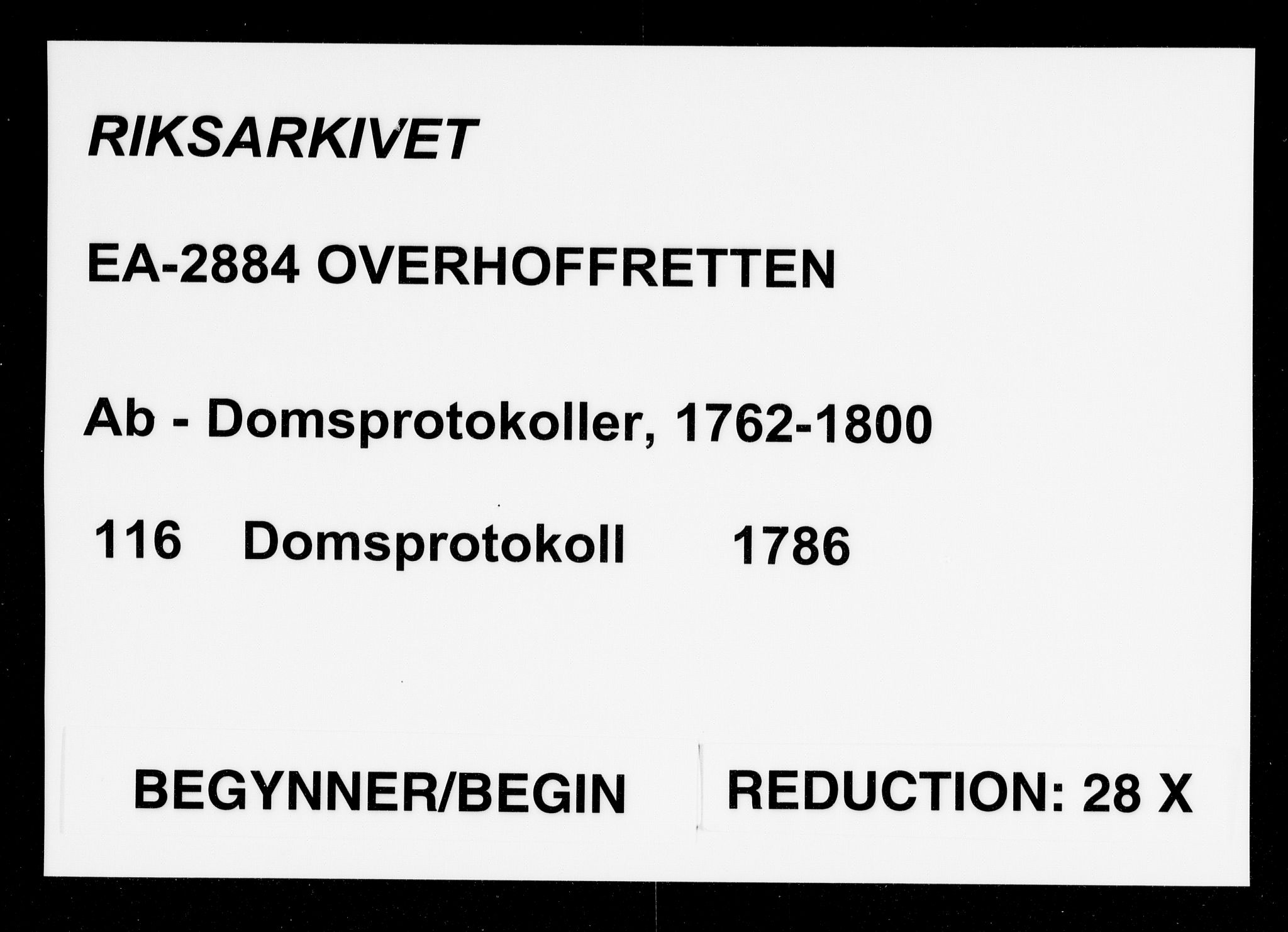 Overhoffretten 1667-1797, RA/EA-2884/Ab/L0116: Domsprotokoll, 1786