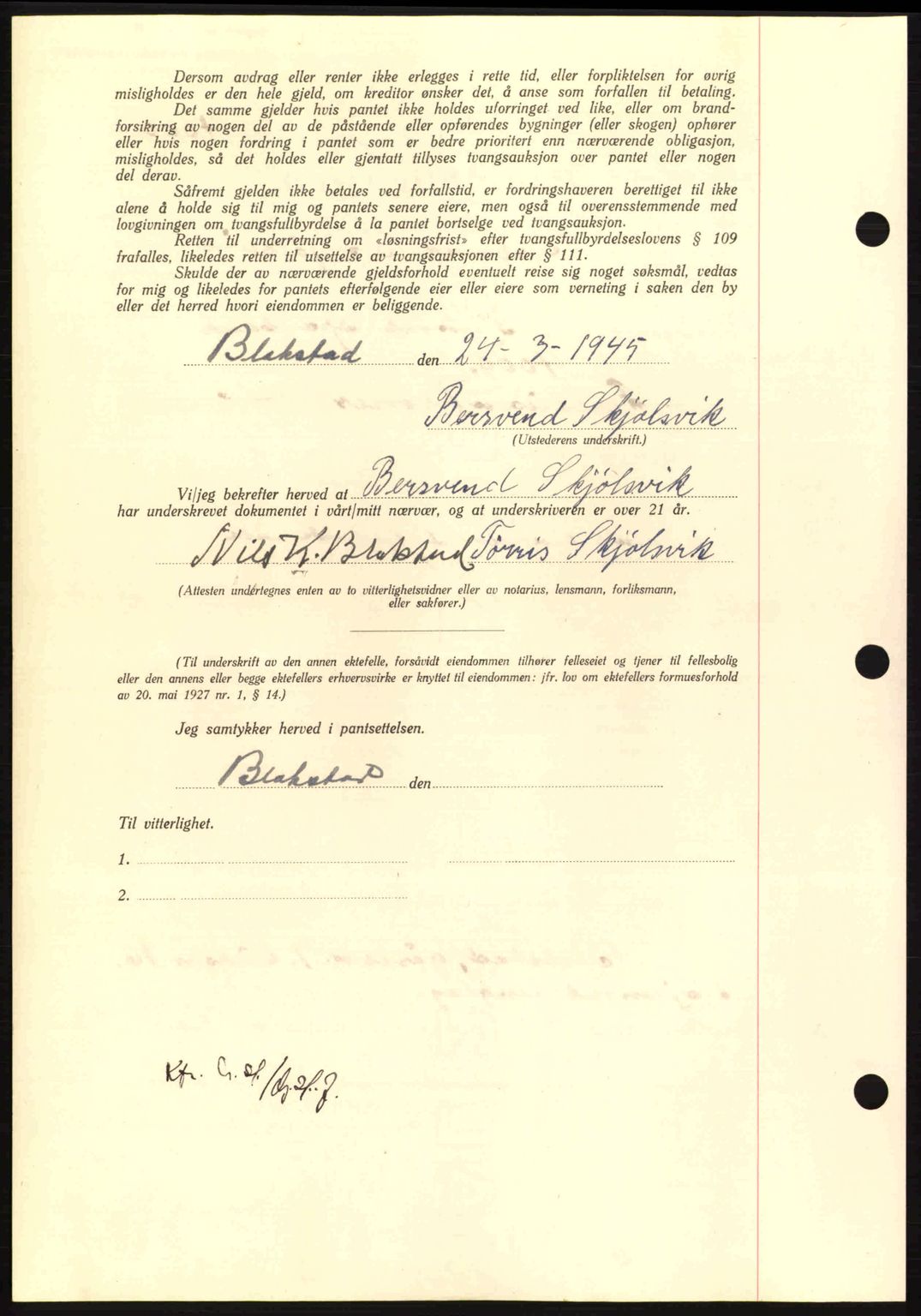 Nordmøre sorenskriveri, AV/SAT-A-4132/1/2/2Ca: Pantebok nr. B92, 1944-1945, Dagboknr: 464/1945